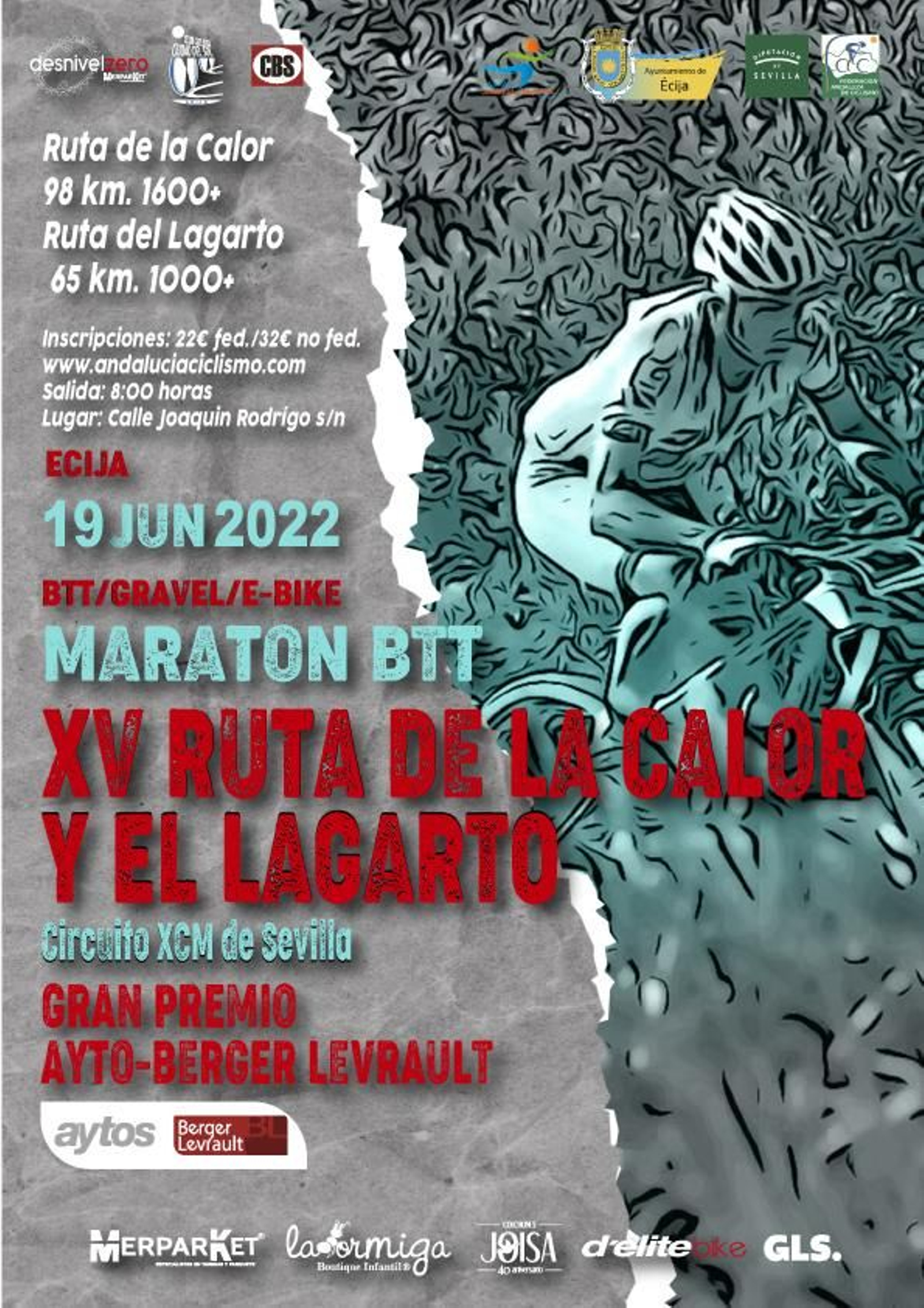 Cartel de la Ruta del Calor y el Lagarto, que se disputará en Écija este domingo, 19 de junio.