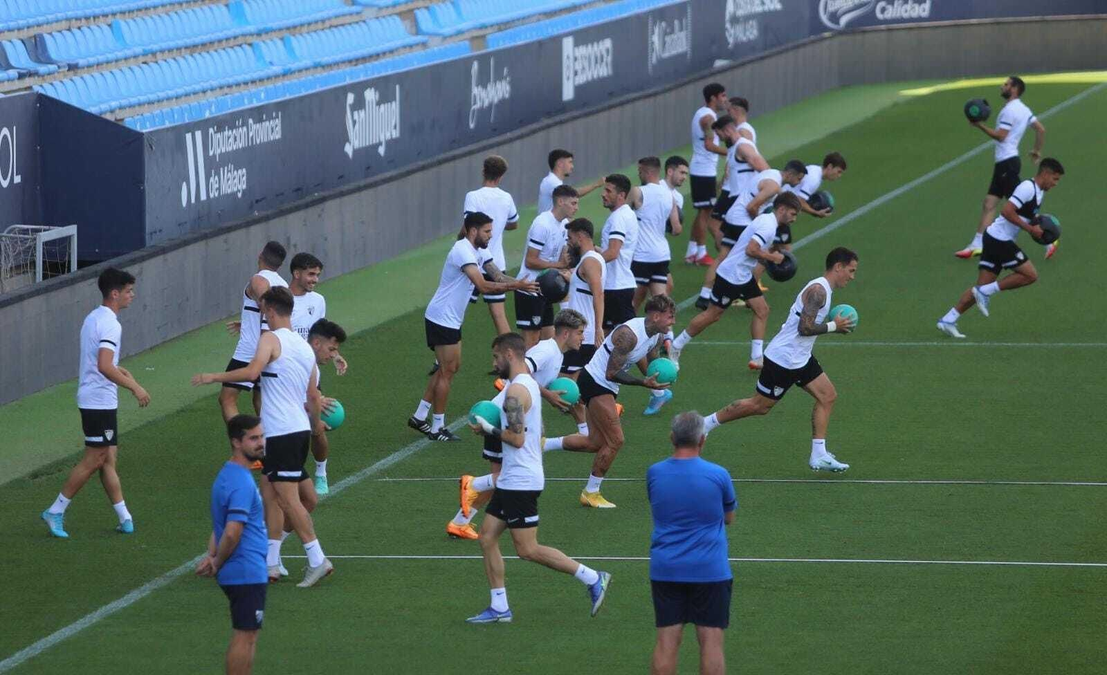 Un entrenamiento del Málaga CF