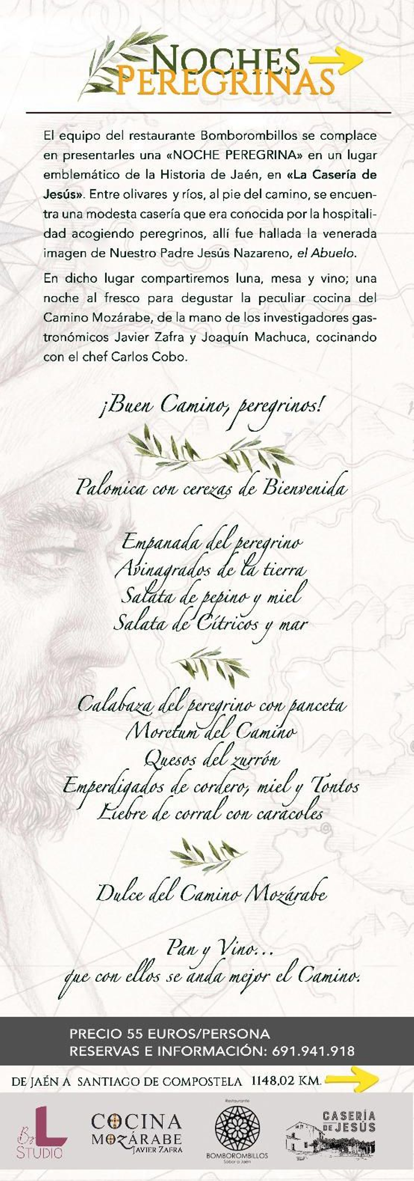 Menú completo de esta experiencia bajo las estrellas en el centro del olivar jiennense.