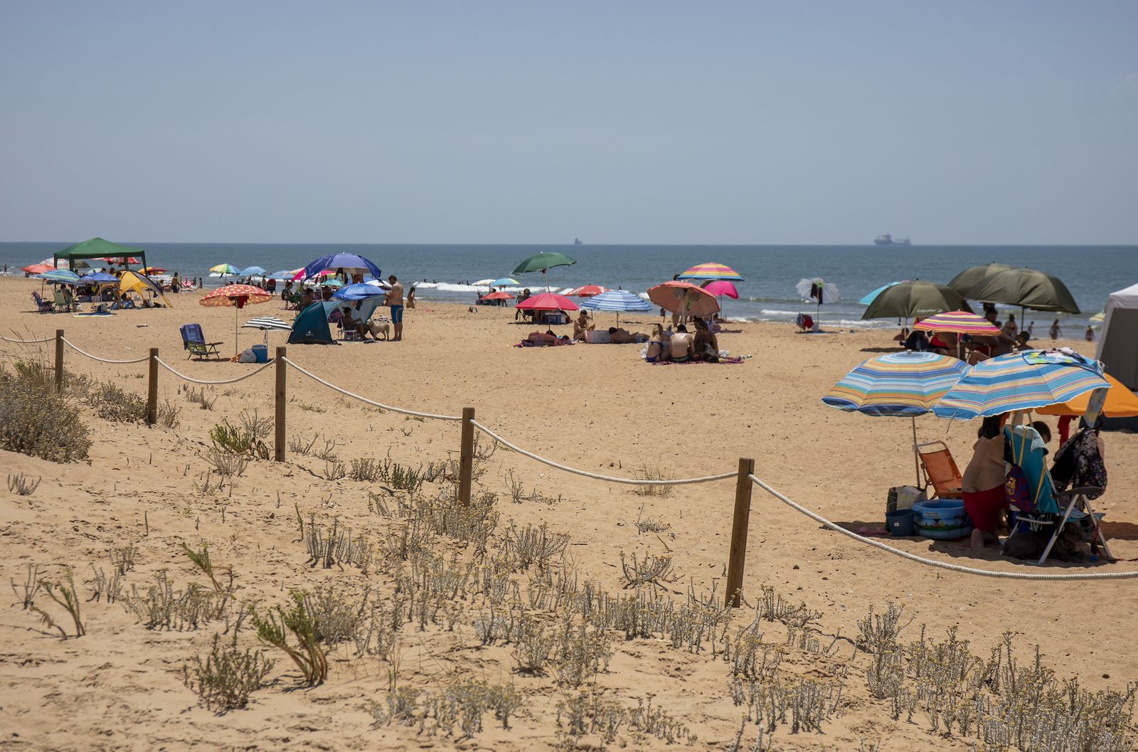 Playa del Espigón Juan Carlos I situada en el término municipal de Huelva