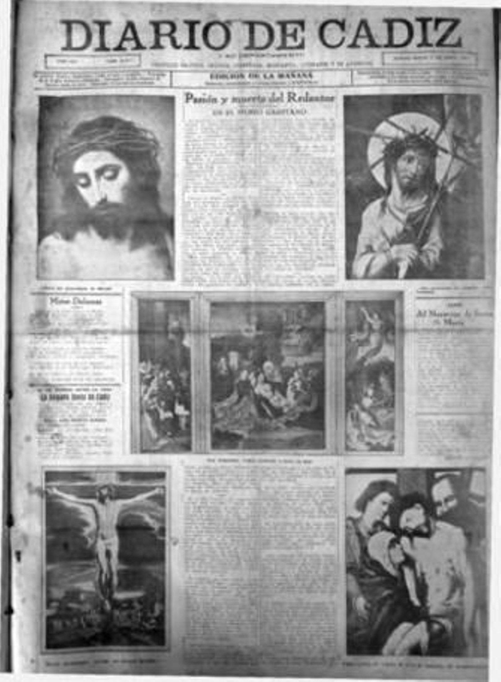 Portada de Diario de Cádiz, del 2 de abril de 1934, dedicada exclusivamente a las procesiones de Semana Santa.