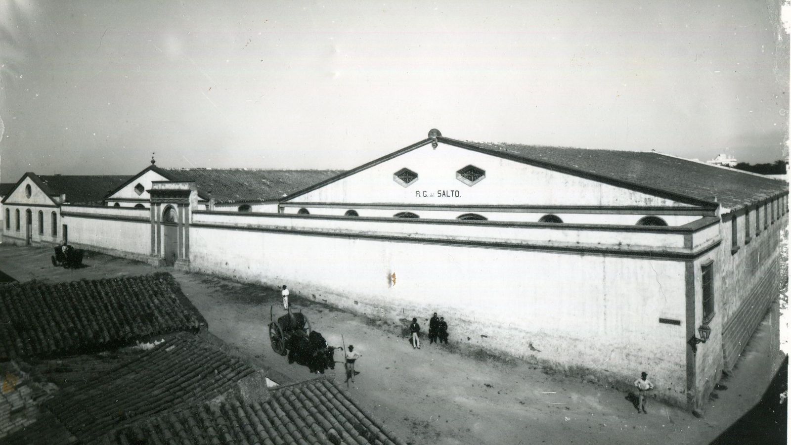 Fotografía de las bodegas  de plaza de la Serrana, finales del XIX.