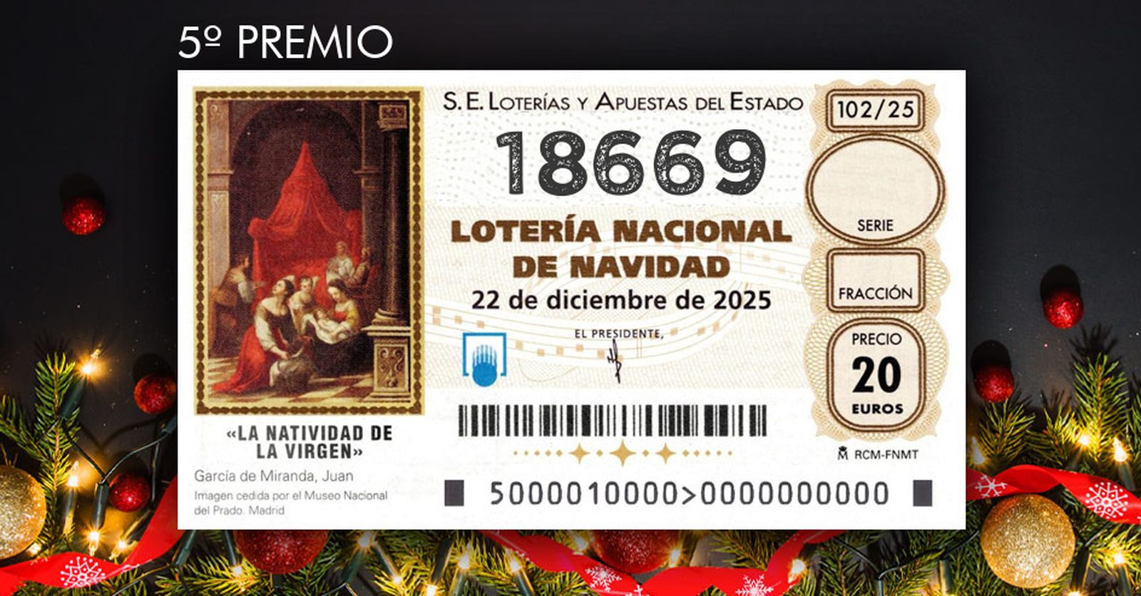 Octavo quinto premio de la Lotería de Navidad