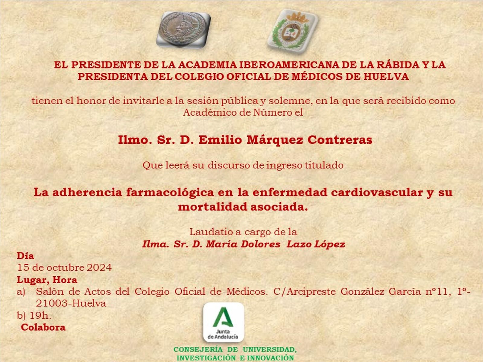 Invitación a la sesión de inauguración.