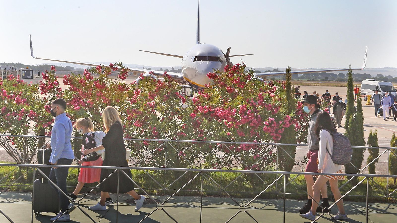 Un avión de Ryanair en Jerez.