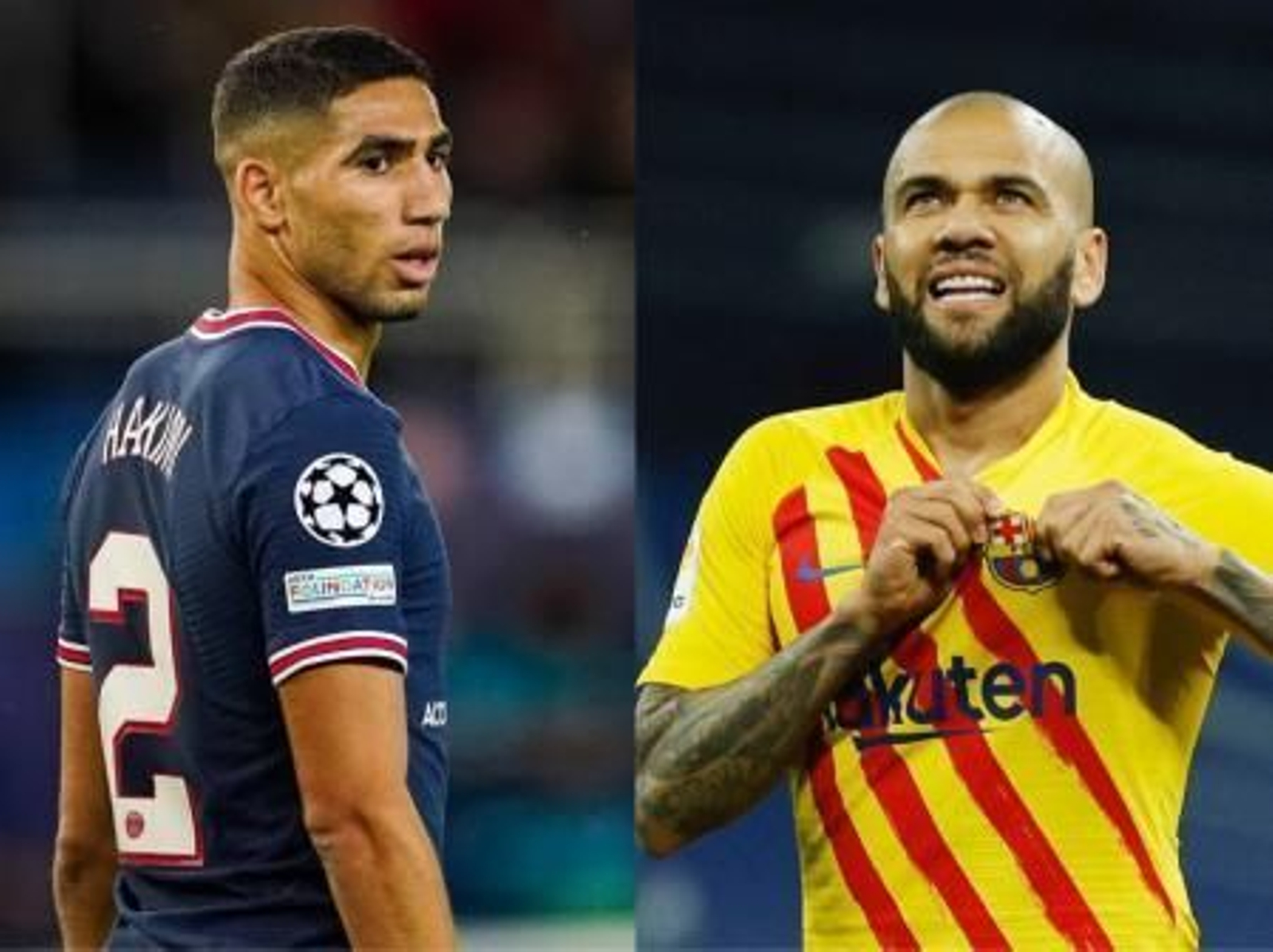 Dani Alves y Achraf Hakimi, dos futbolistas casados que están acusados de agresión sexual.