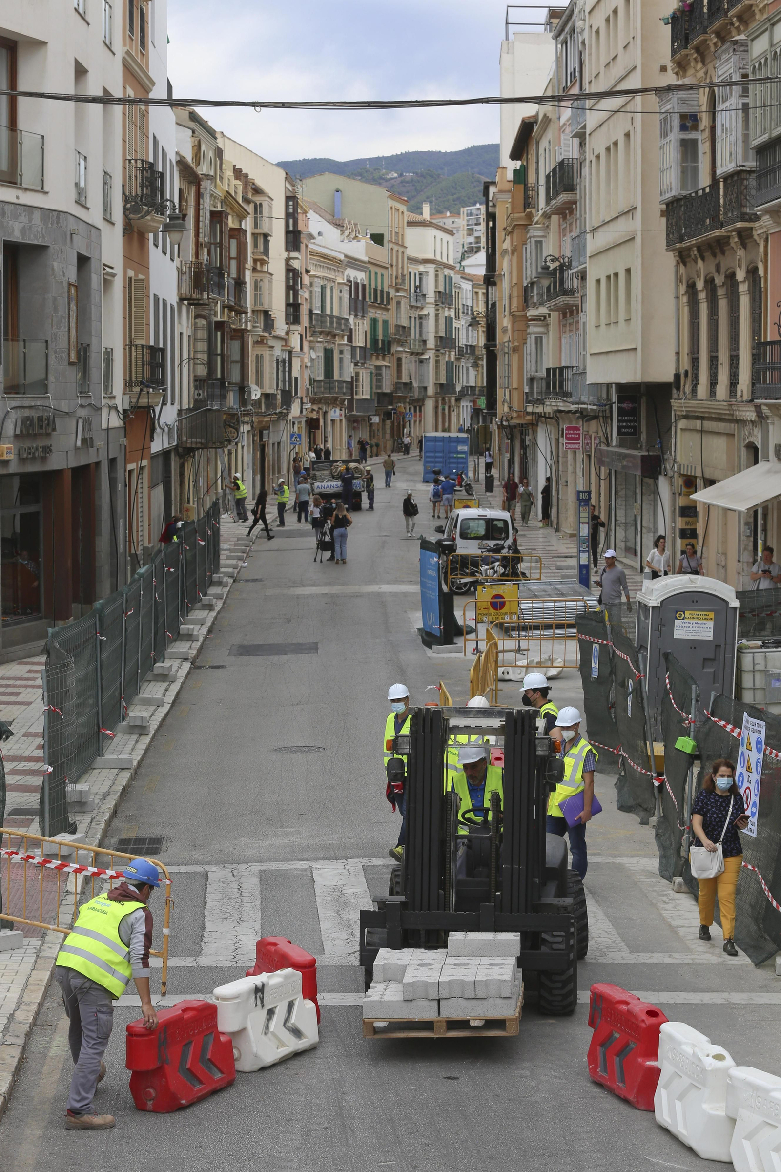 La calle Carretería de Málaga ya está en obras, en fotos
