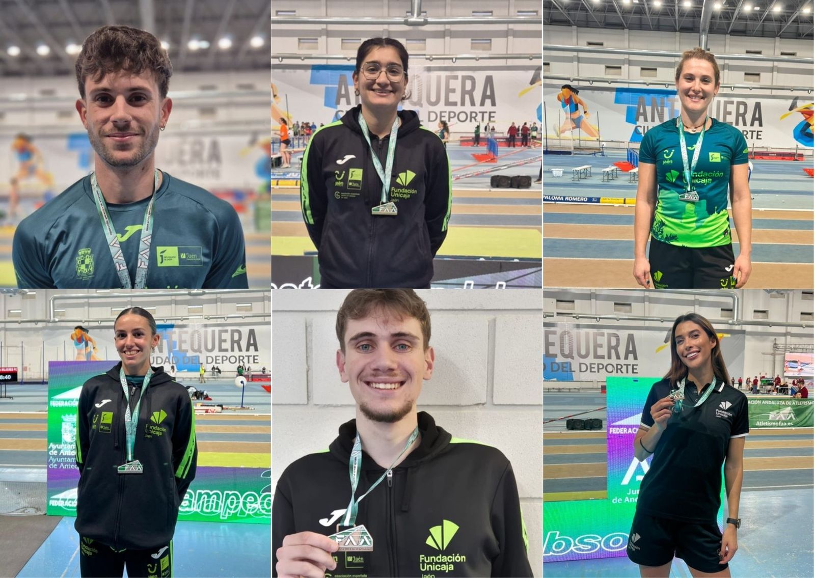 En imagen, los seis atletas medallistas de la escuadra jiennense.