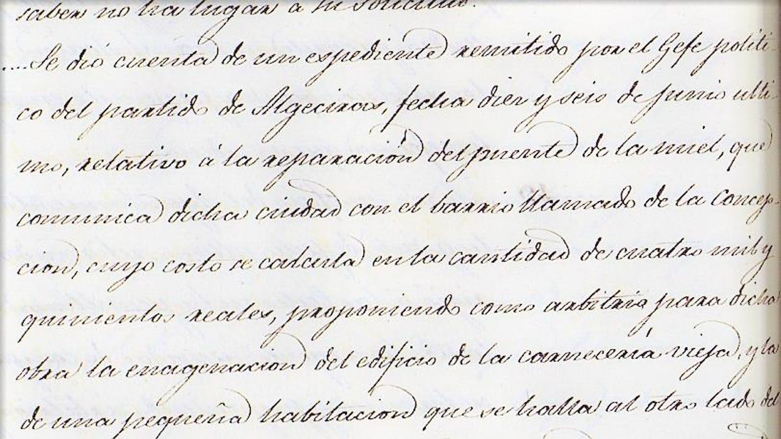 En 4.500 reales se calculó el coste de la reparación del puente sobre río de la Miel (1822).