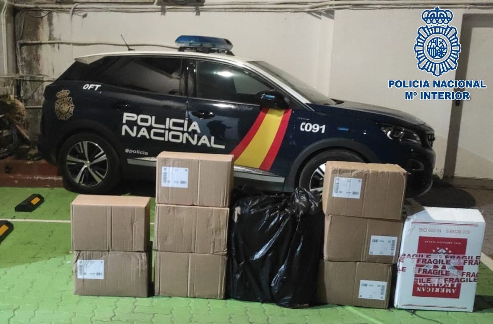 Alijo de tabaco intervenido por la Policía Nacional.