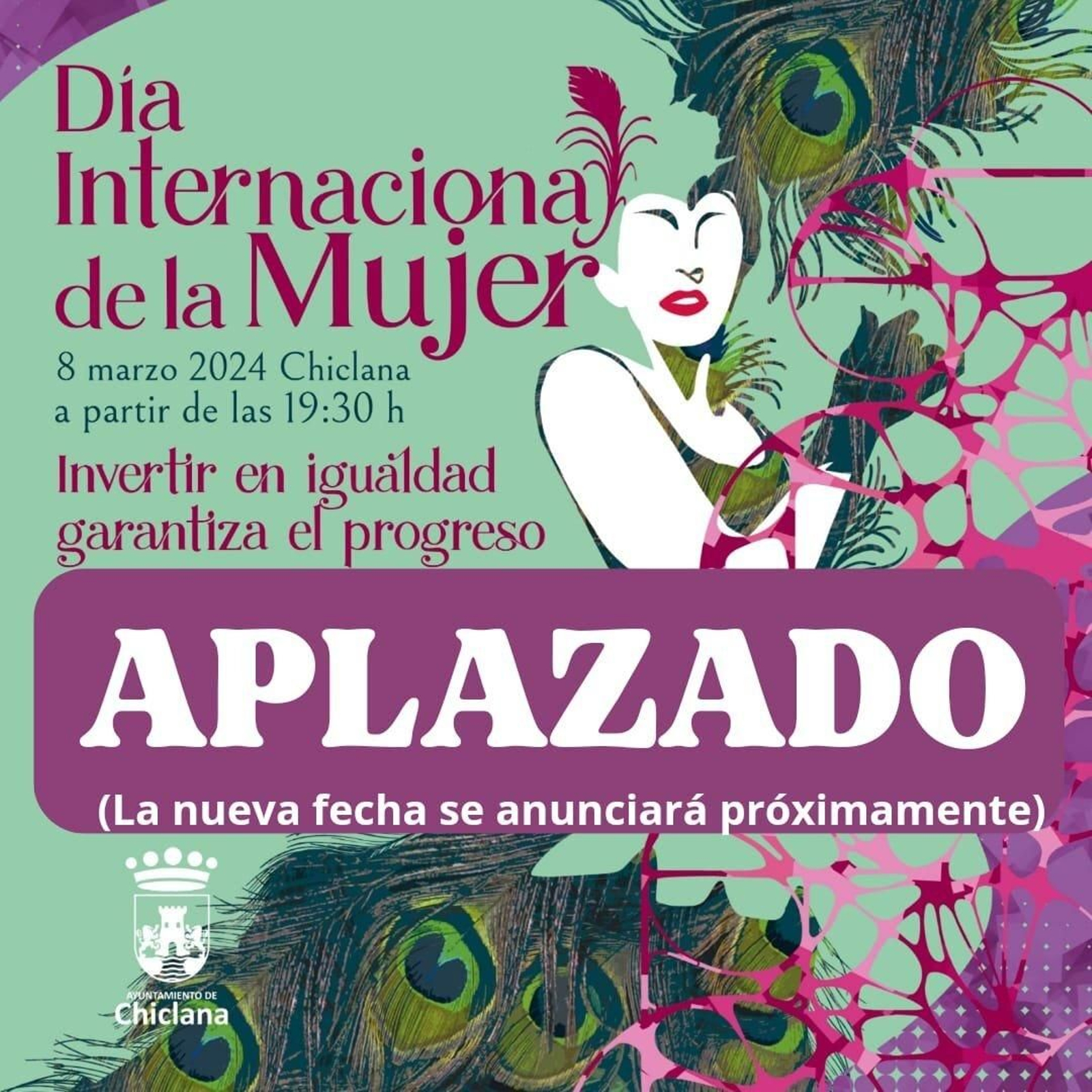 El acto festivo con motivo del Día de la Mujer se aplaza.