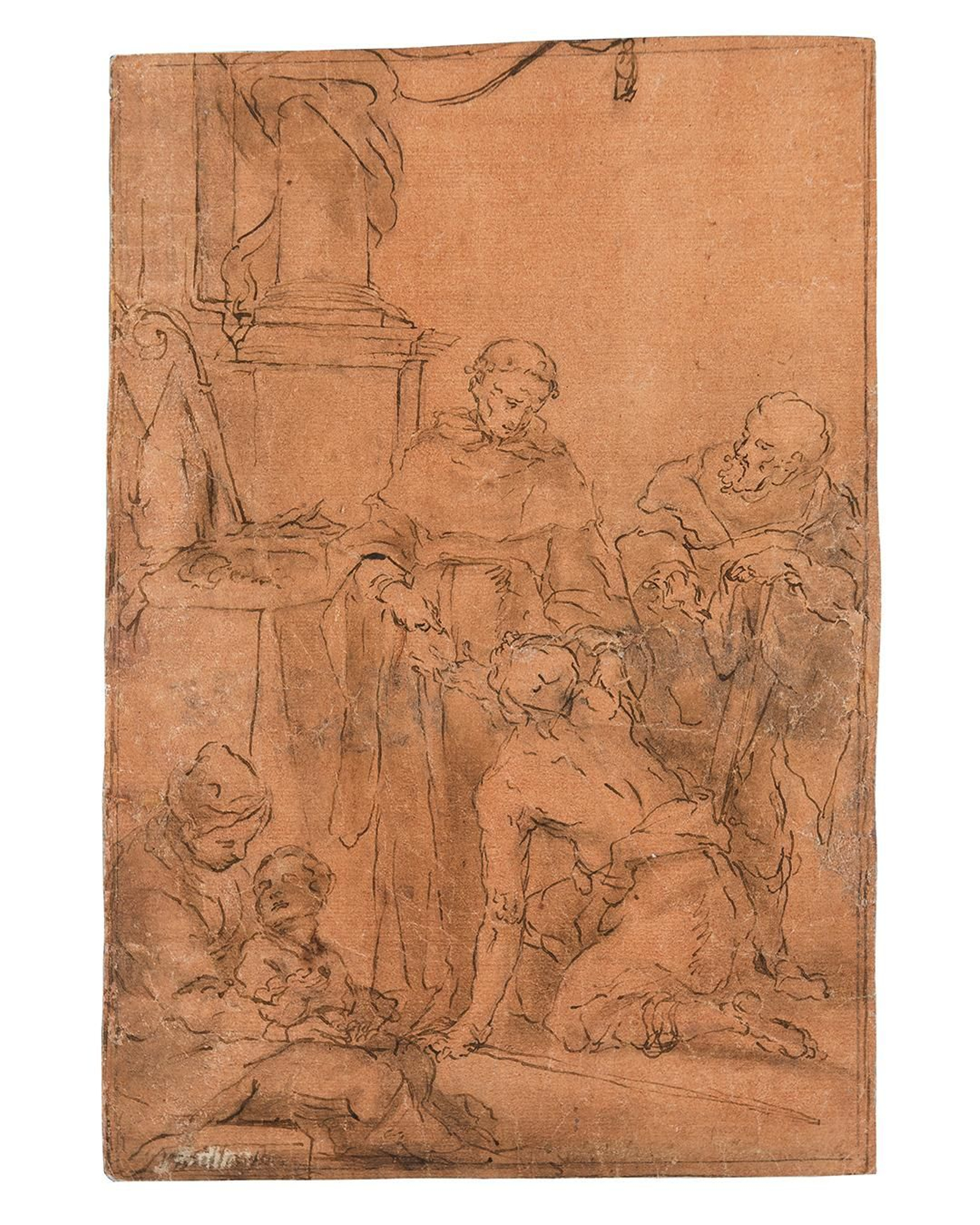 Dibujo de "Santo Tomás dando limosna a los pobres"