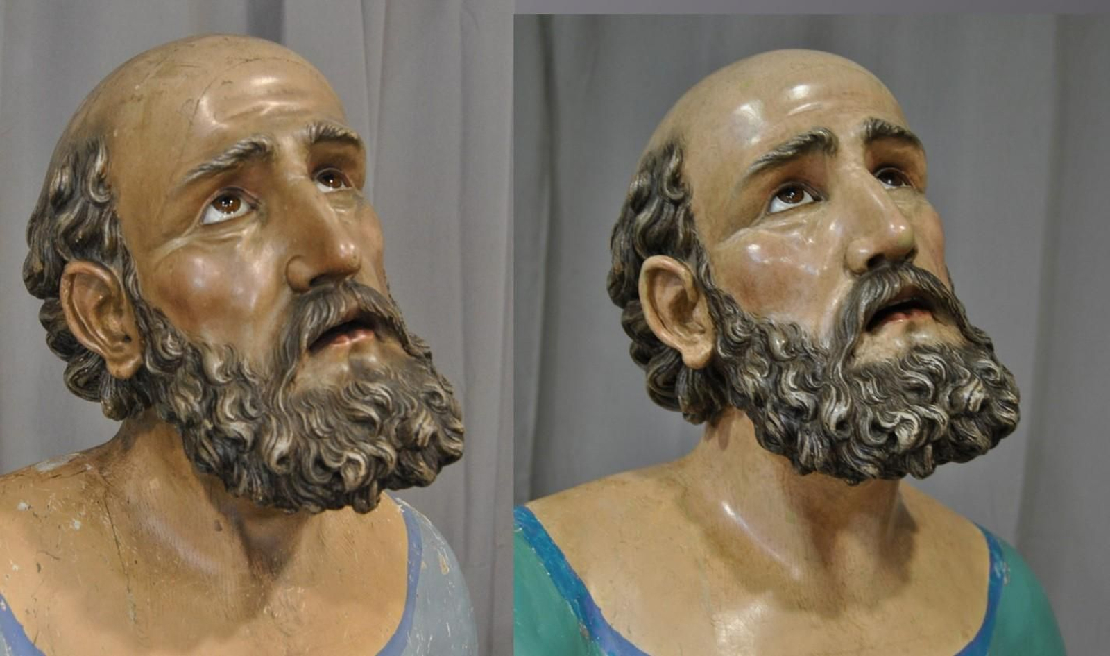 La imagen, antes y después de su restauración. La imagen, antes y después de su restauración.