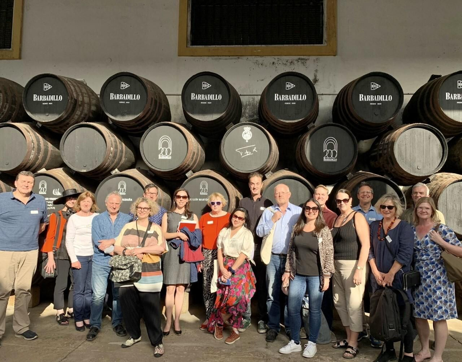 Un momento del primer viaje del  Instituto de Master of Wine tras la pandemia en Jerez.