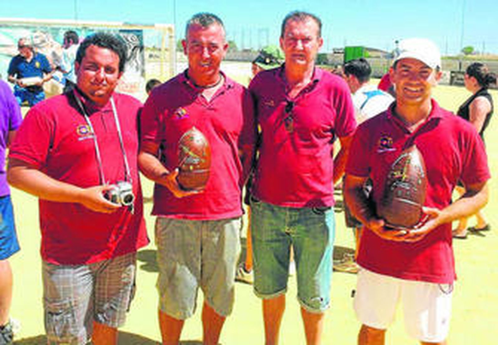 Los cuatro arqueros chiclaneros, que se han desplazado hasta tierras extremeñas.