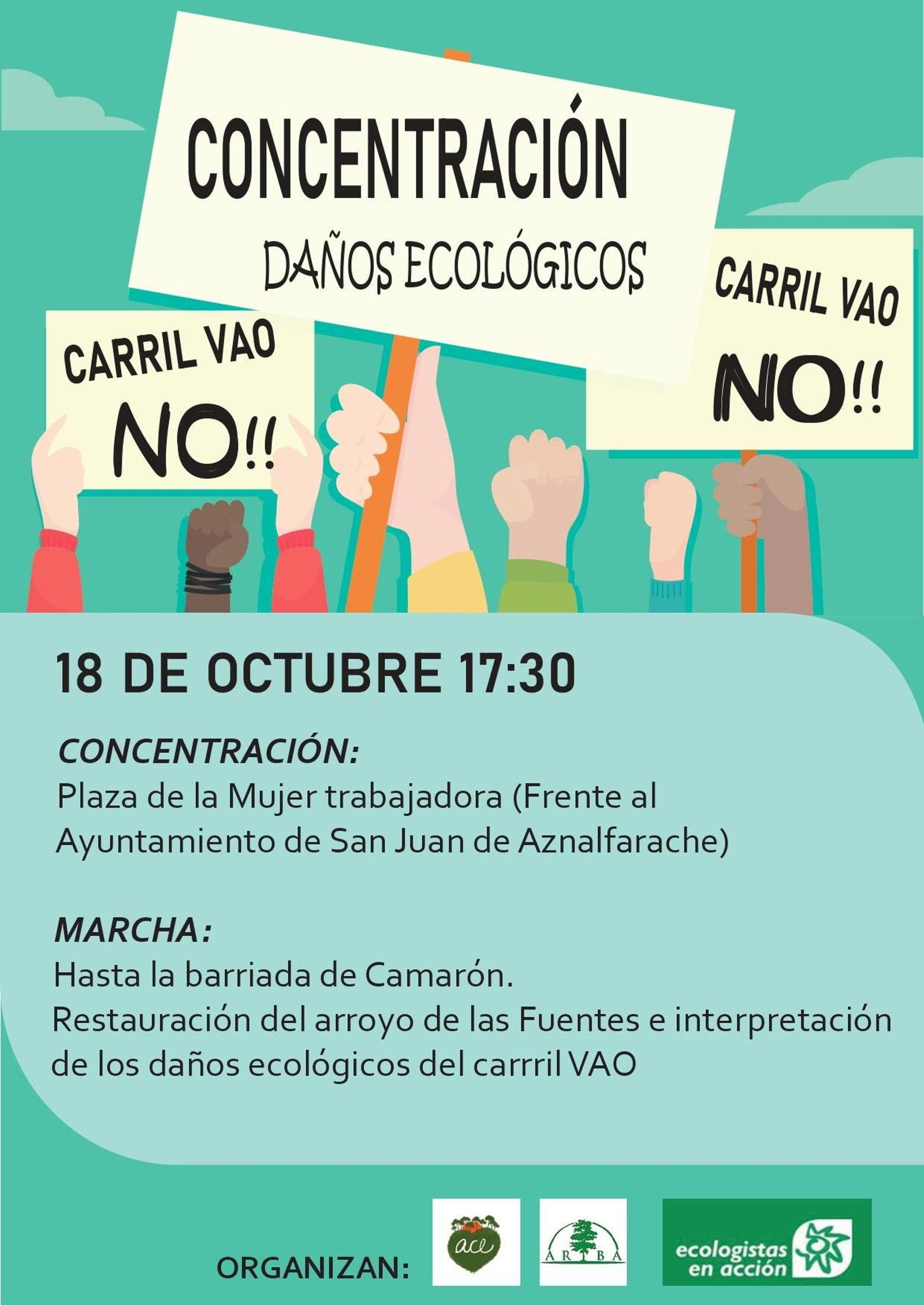 Cartel de la concentración contra las obras del carril Bus VAO del Aljarafe Norte.