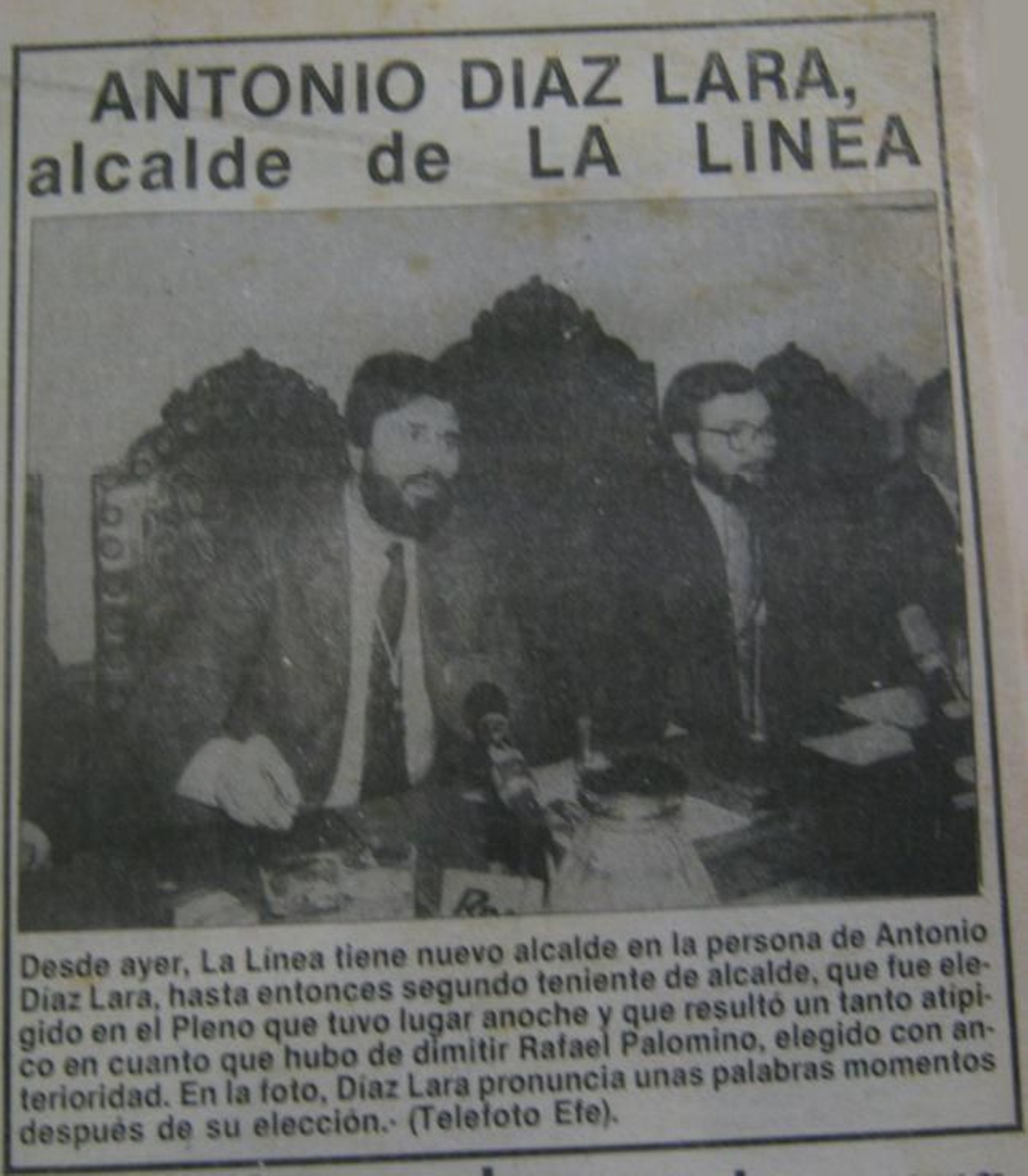 La investidura de Díaz Lara en 1983, en la prensa local.