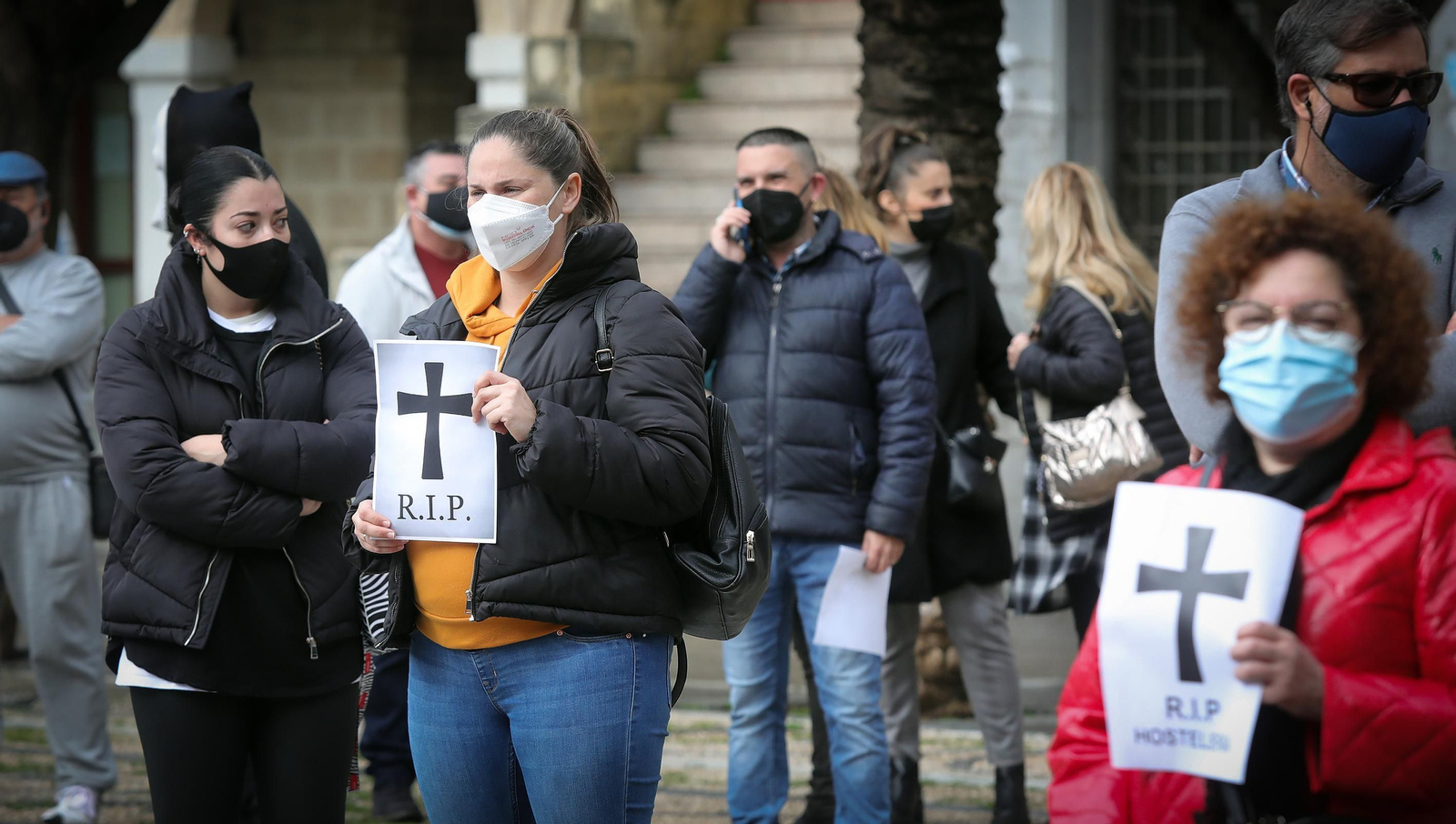 Multitudinaria protesta de los hosteleros de Jerez
