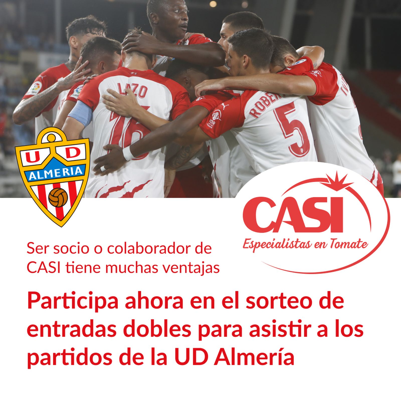 Los socios y colaboradores de CASI podrán acceder a entradas de la UD Almería