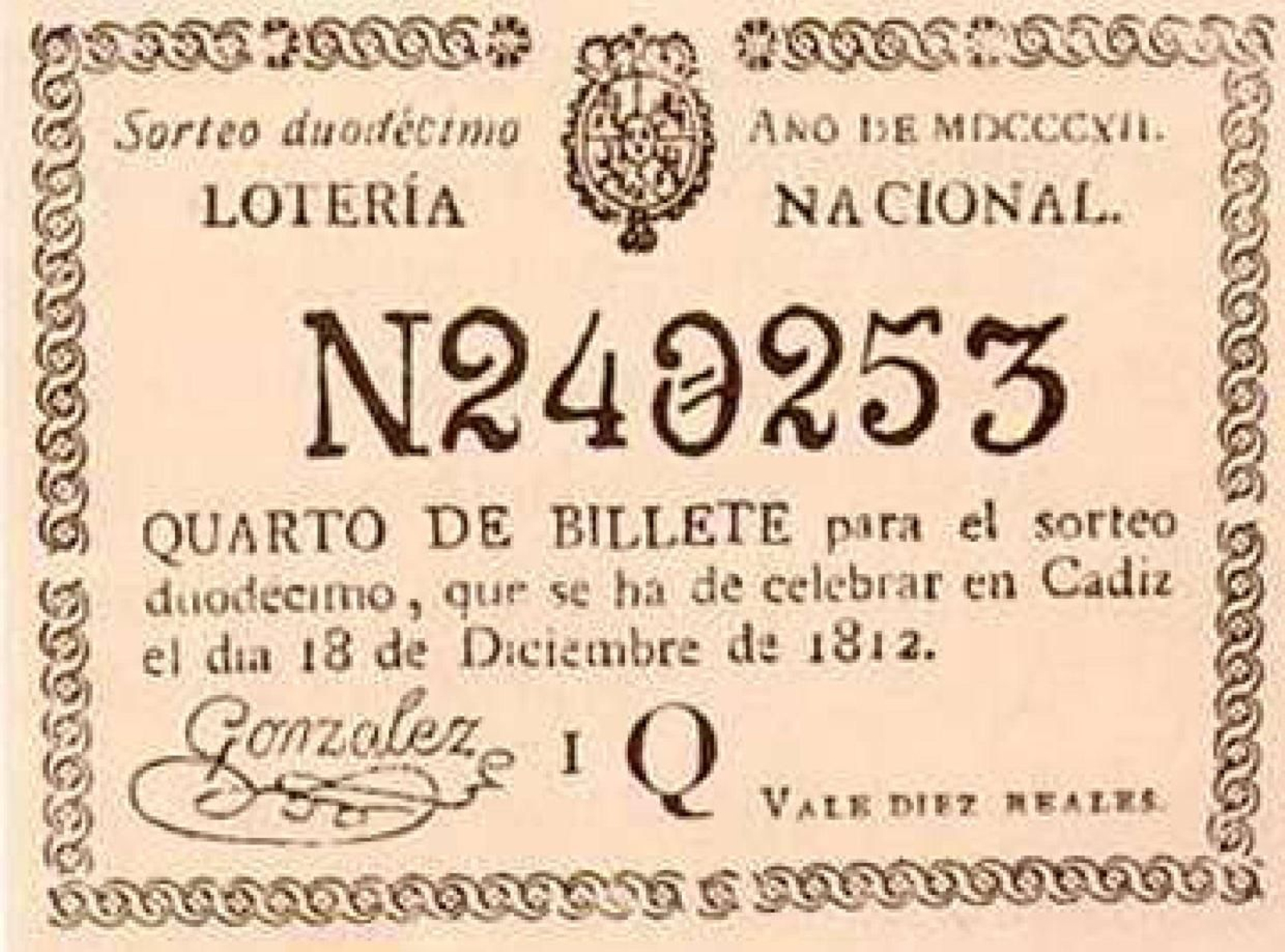 Decimo de Lotería de 1812