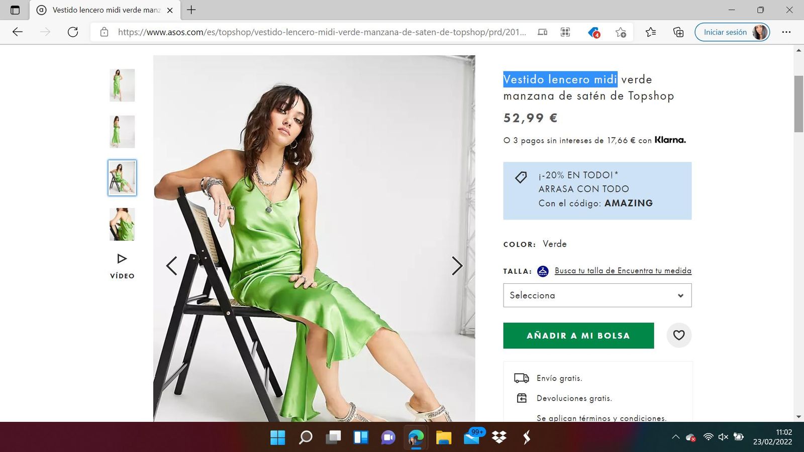 Vestido lencero midi