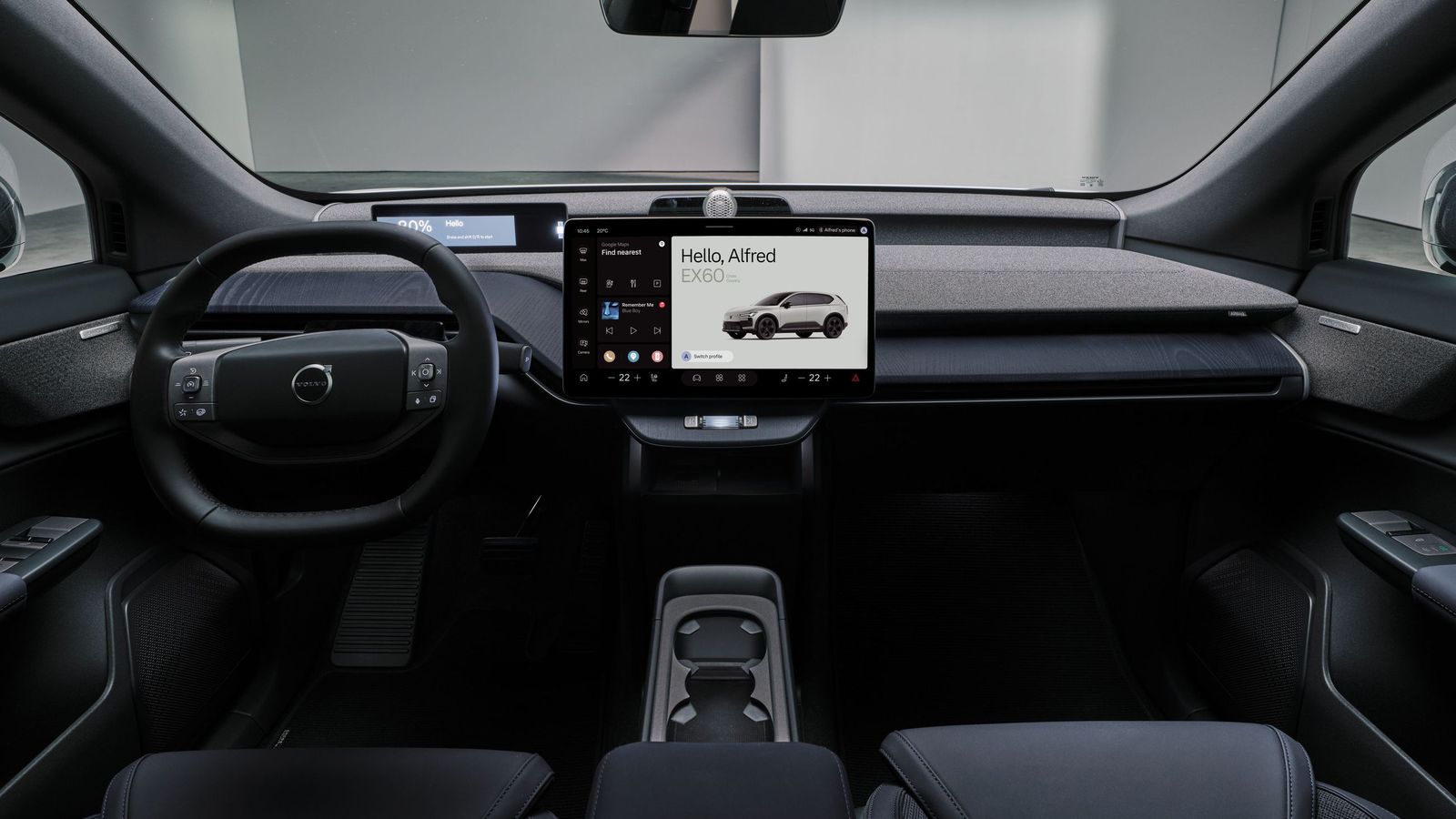 Diseño escandinavo y tecnología a la última de Google Automotive quedan a la vista en el salpicadero del EX60.