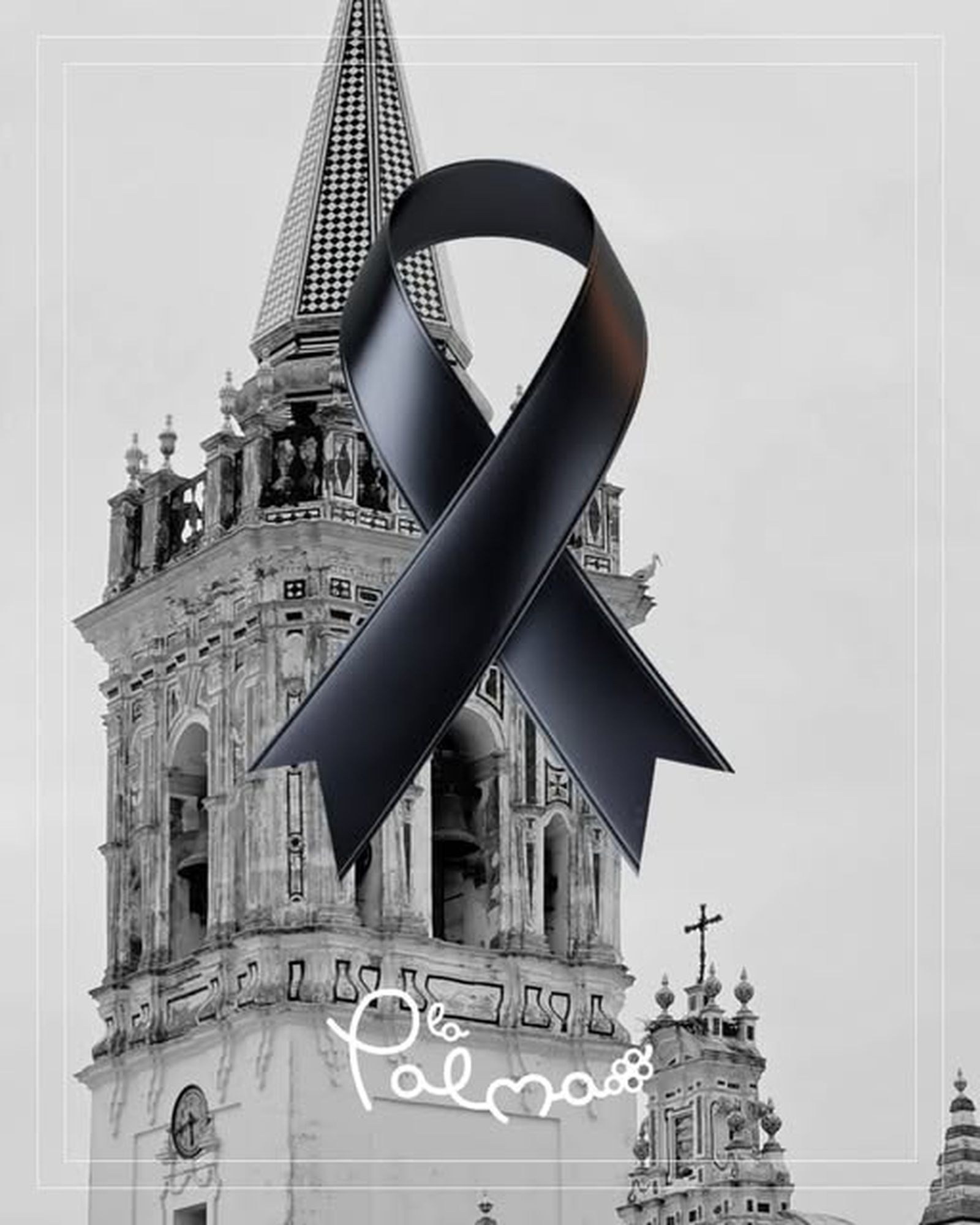 Señal de luto en la Palma del Condado.