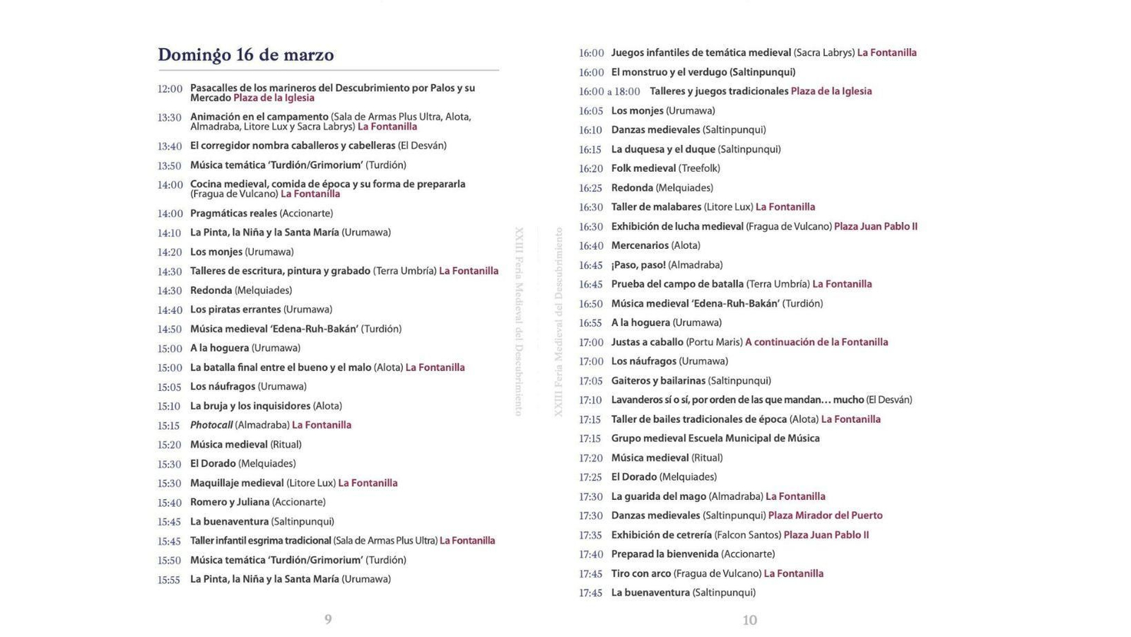 Programación del domingo