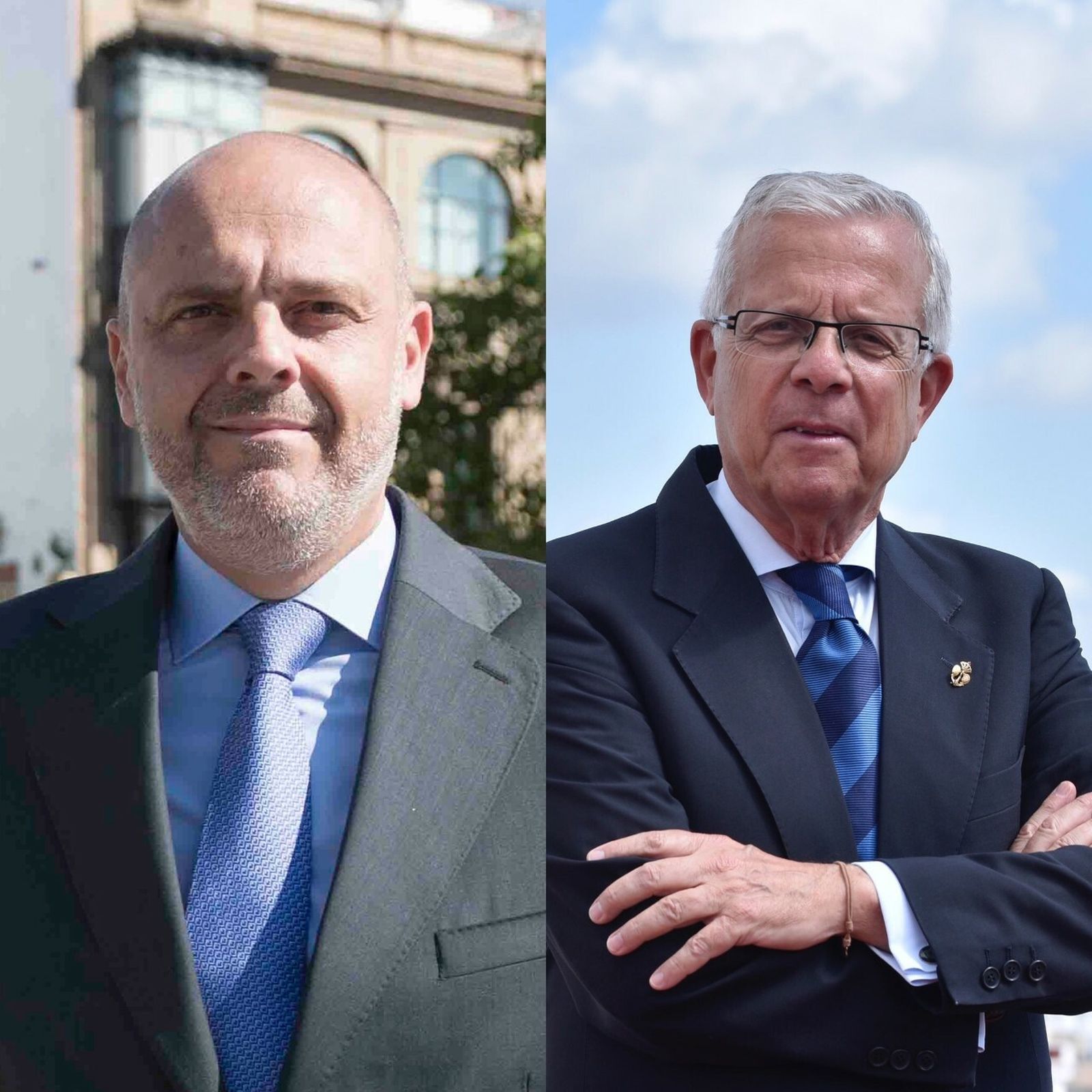 Sergio Sopeña, a la izquierda; y Juan Antonio Rodríguez, candidatos a hermano mayor de la Esperanza de Triana.