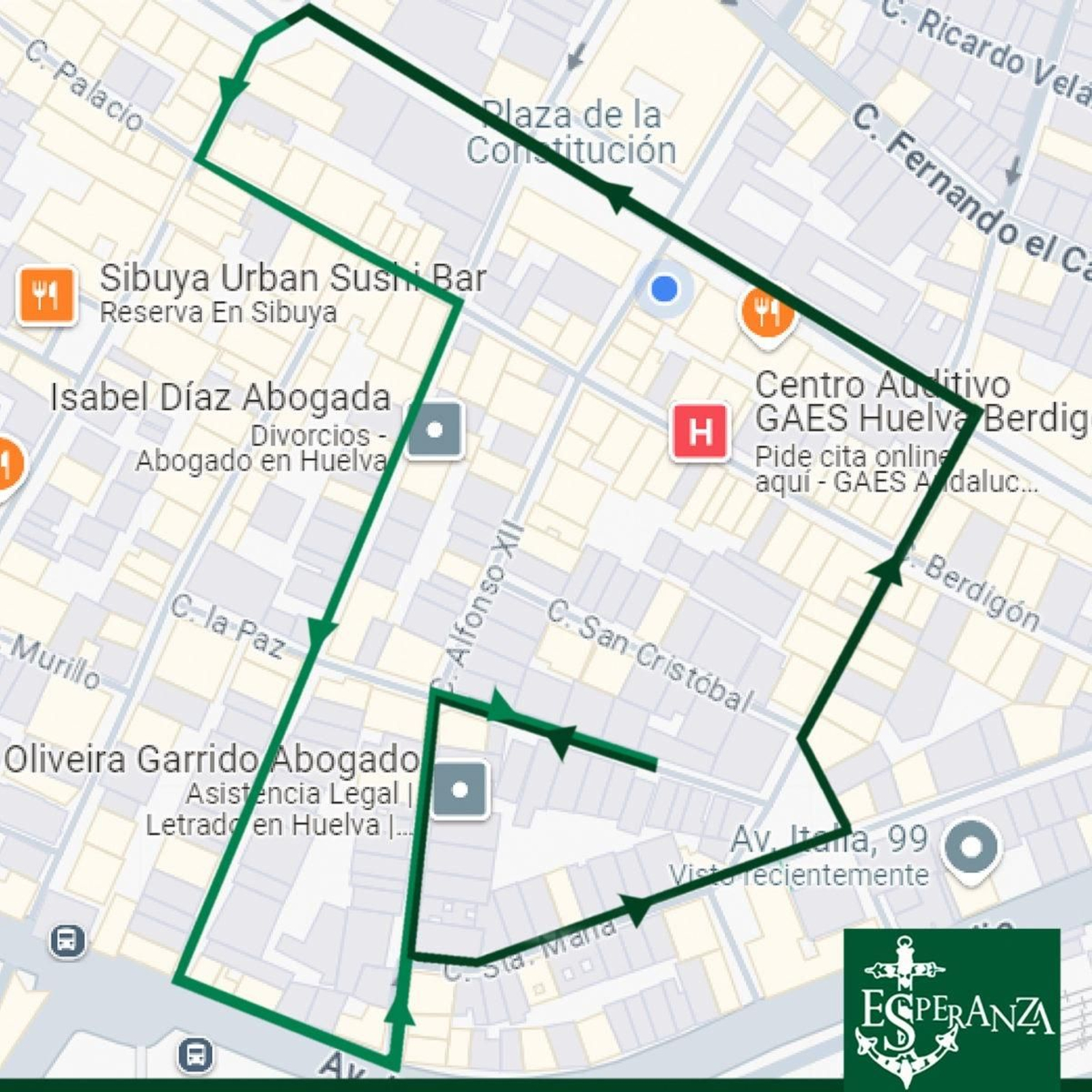 Recorrido oficial de la procesión de La Esperanza. Recorrido oficial de la procesión de La Esperanza.