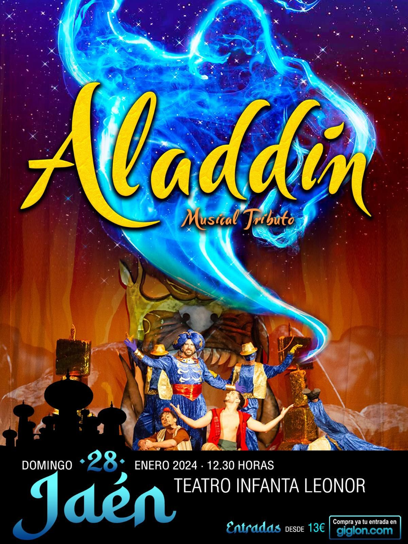 El príncipe Aladdin estará junto a Jasmine y el resto de personajes destacados el 28 de enero en Jaén.