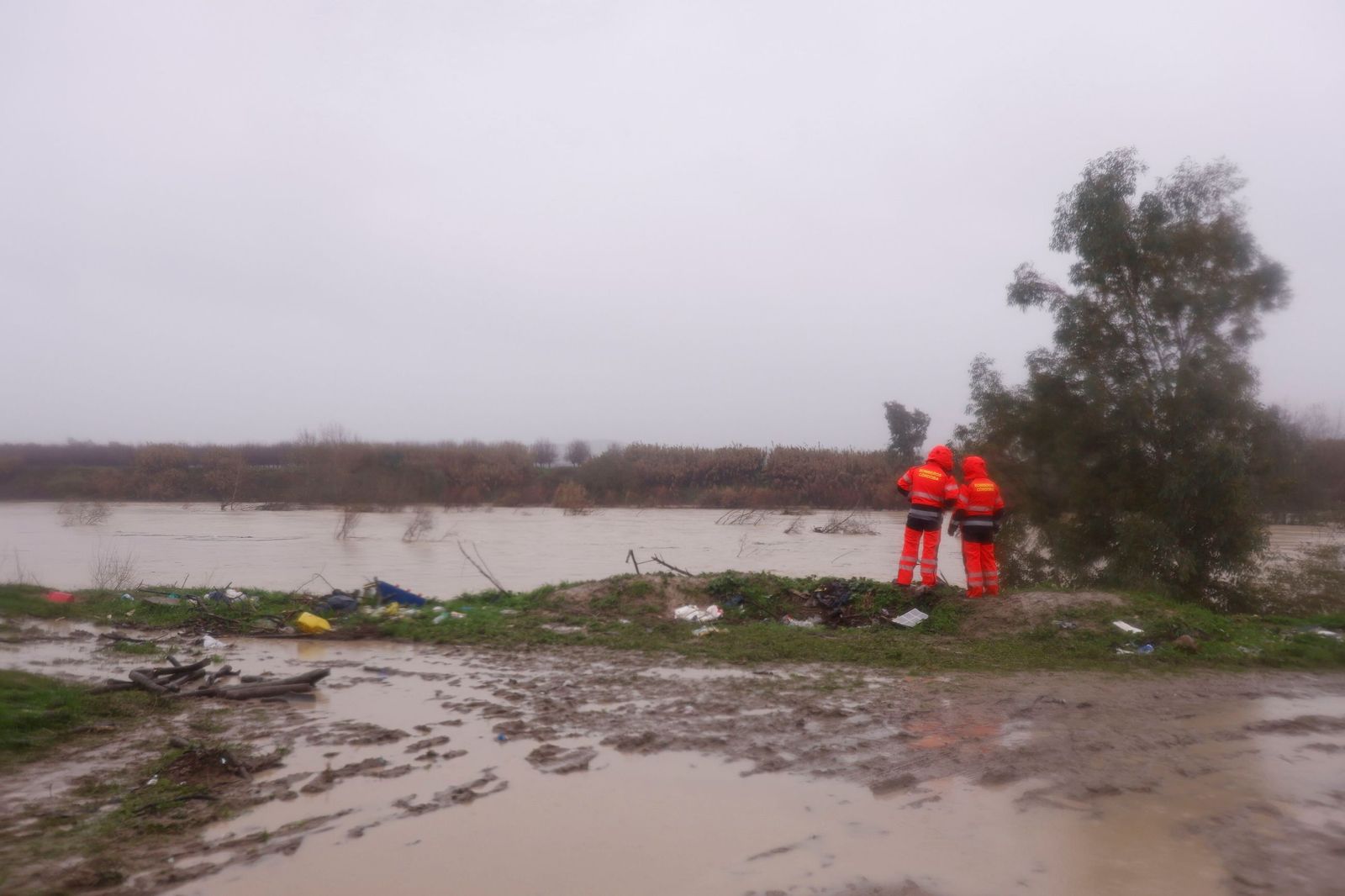 Los vecinos de la parcelación de Guadalvalle de Córdoba miran con temor la crecida del Guadalquivir