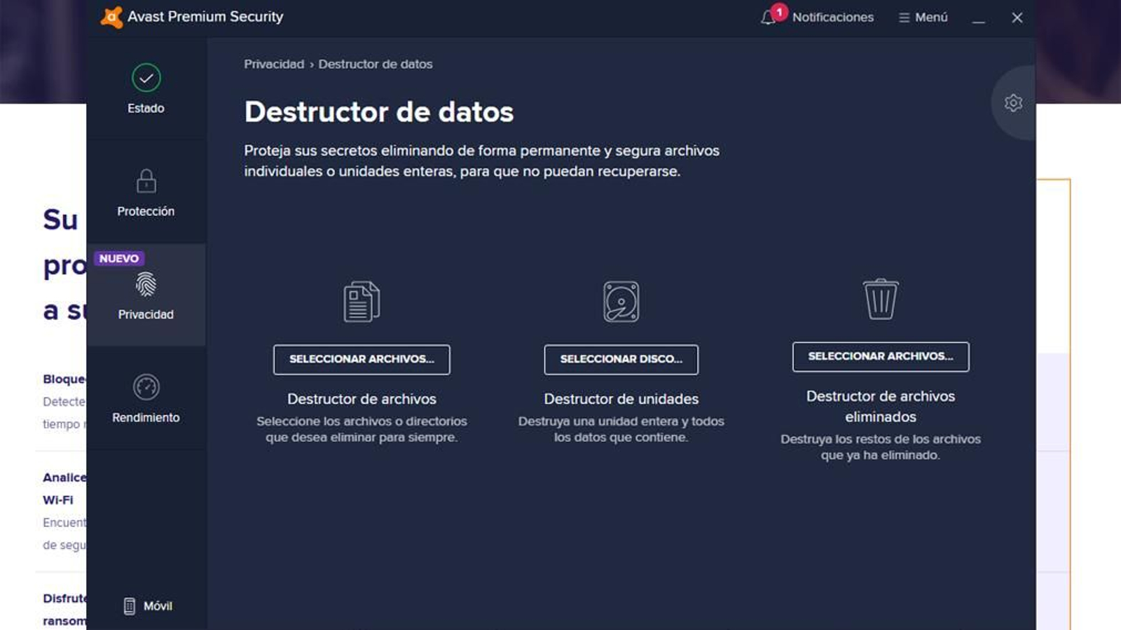 Imágenes del antivirus Avast Premium Security