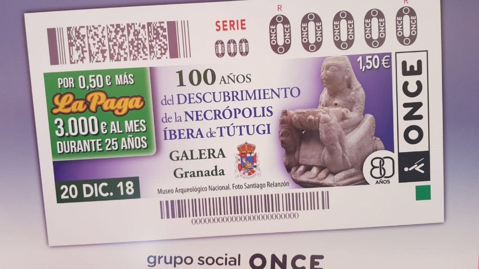 Imagen del cupón conmemorativo de la Necrópolis de Galera