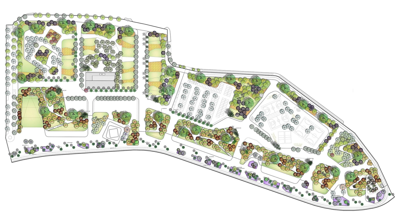 Planta general de arbolado y jardinería que recogen los planos del proyecto del parque metropolitano de La Magdalena, en San Fernando