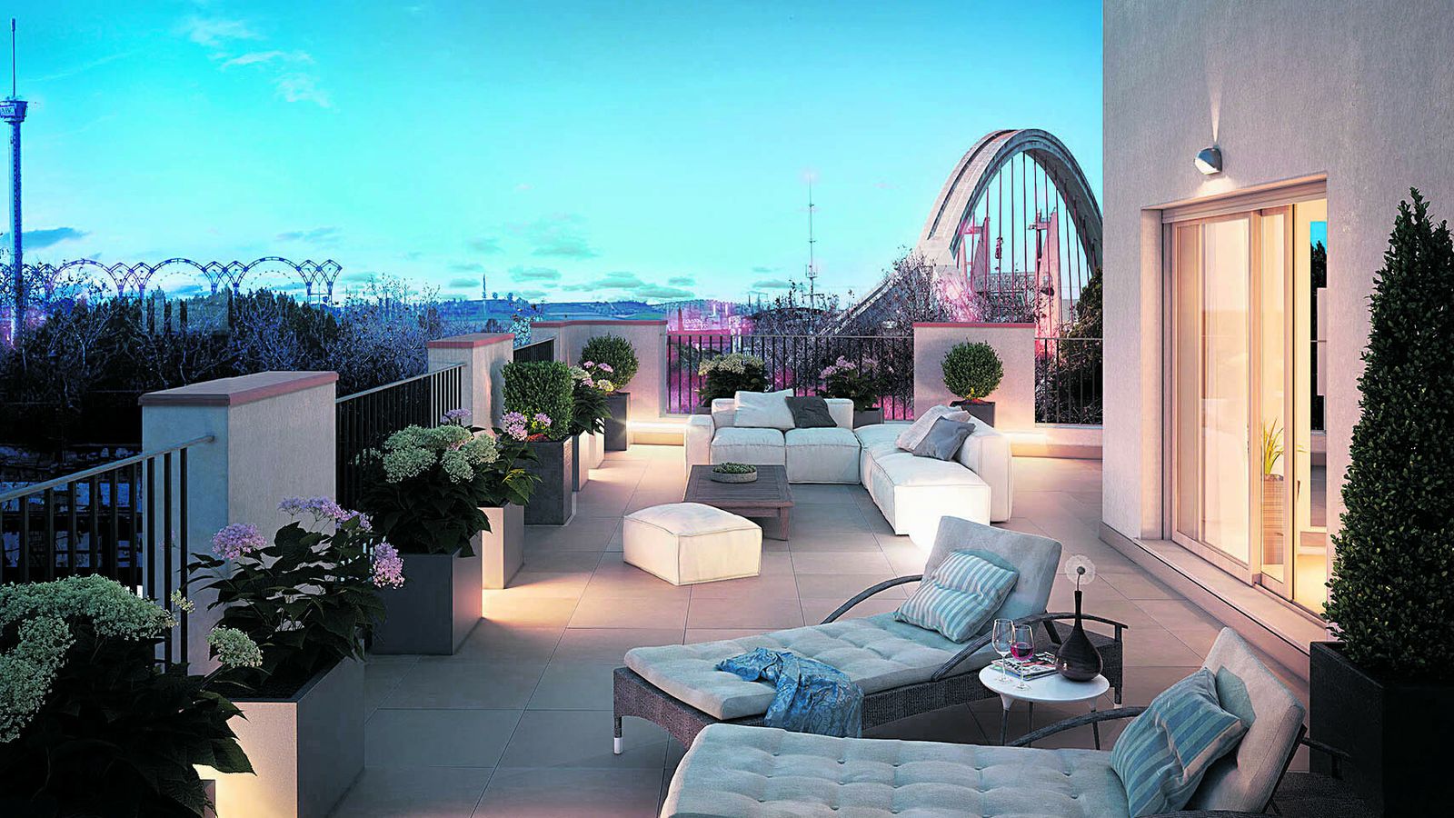 Así serán los áticos que se habiliten, con vistas a la Isla de la Cartuja.