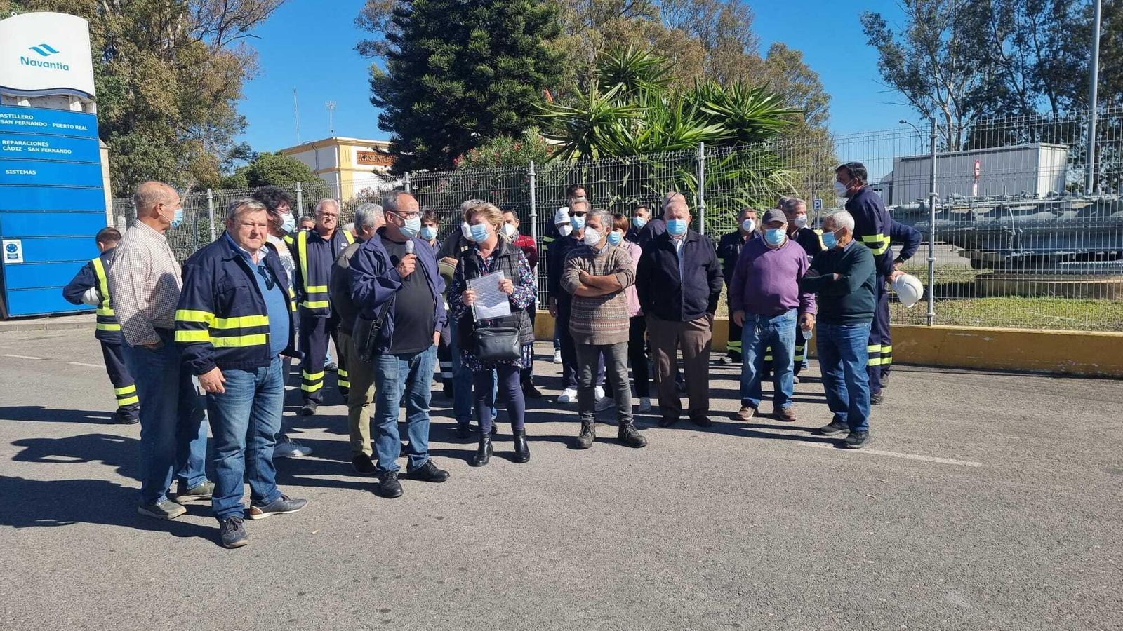 Concentración por el fondo de compensación del amianto que se produjo en noviembre en las puertas de Navantia San Fernando.