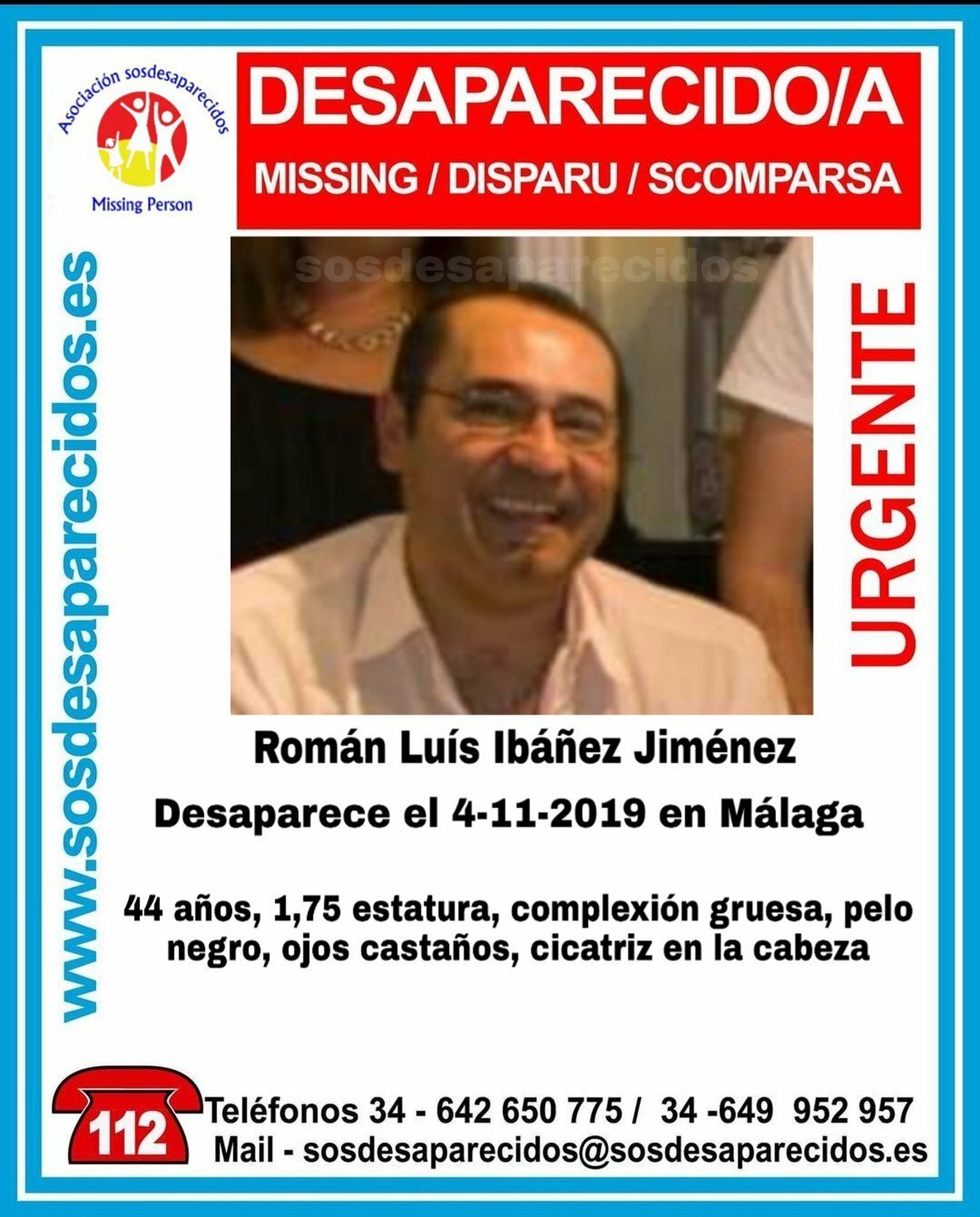 Hombre desaparecido en Málaga.