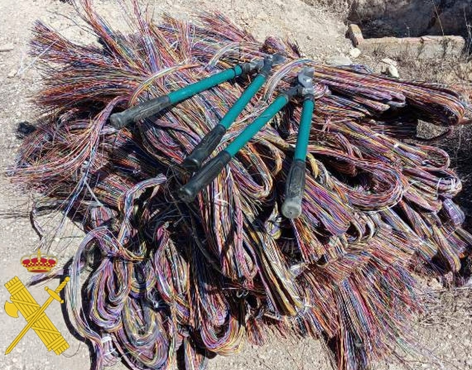 Cable de cobre recuperado por la Guardia Civil.