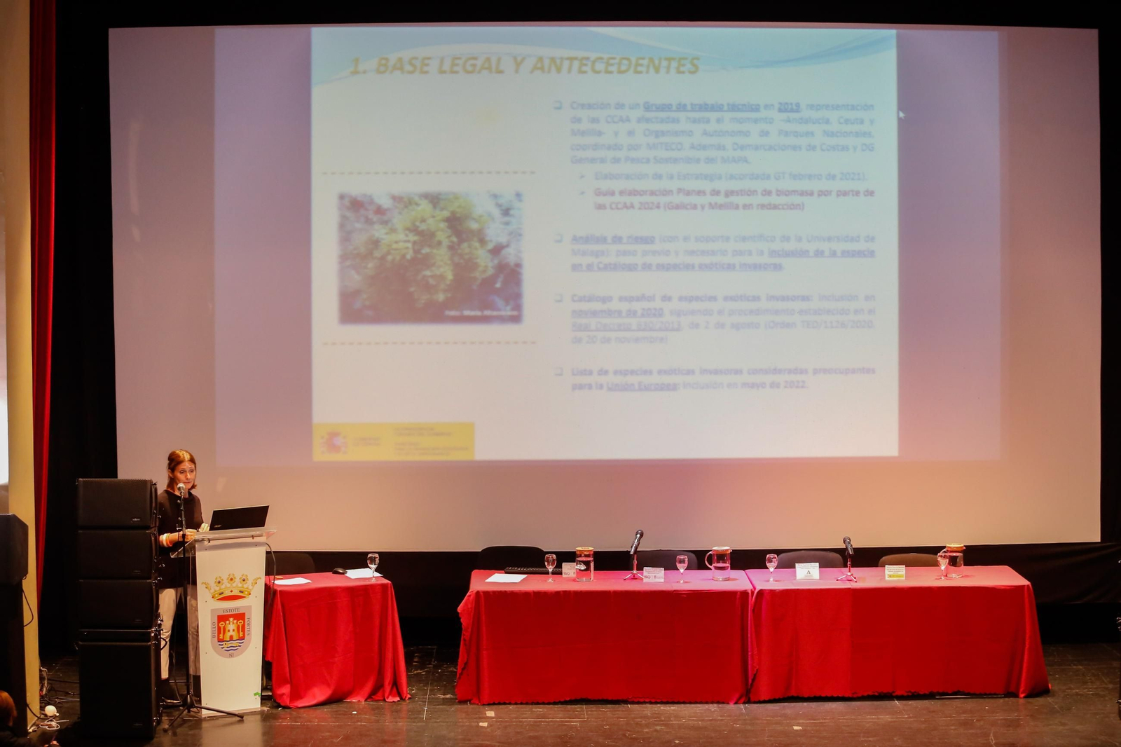 Elena García, en la jornada sobre el alga invasora.