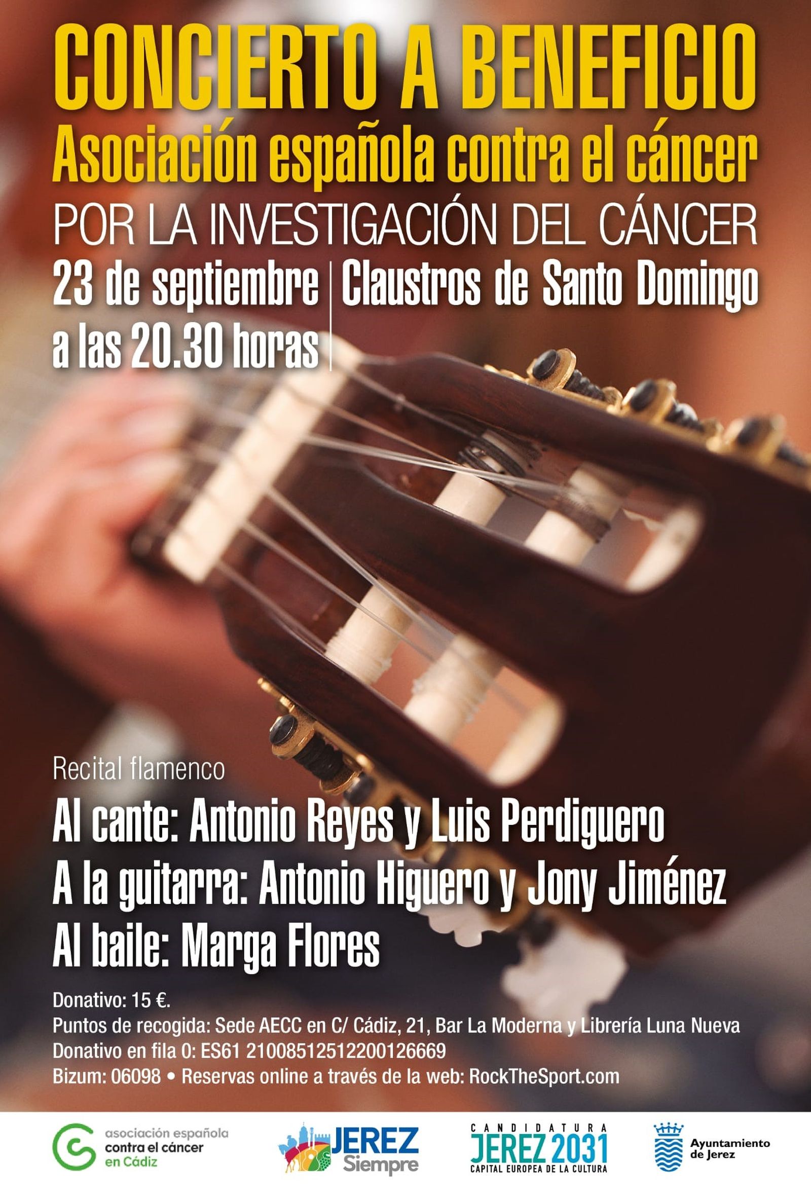 Cartel del recital flamenco solidario a beneficio de la AECC.