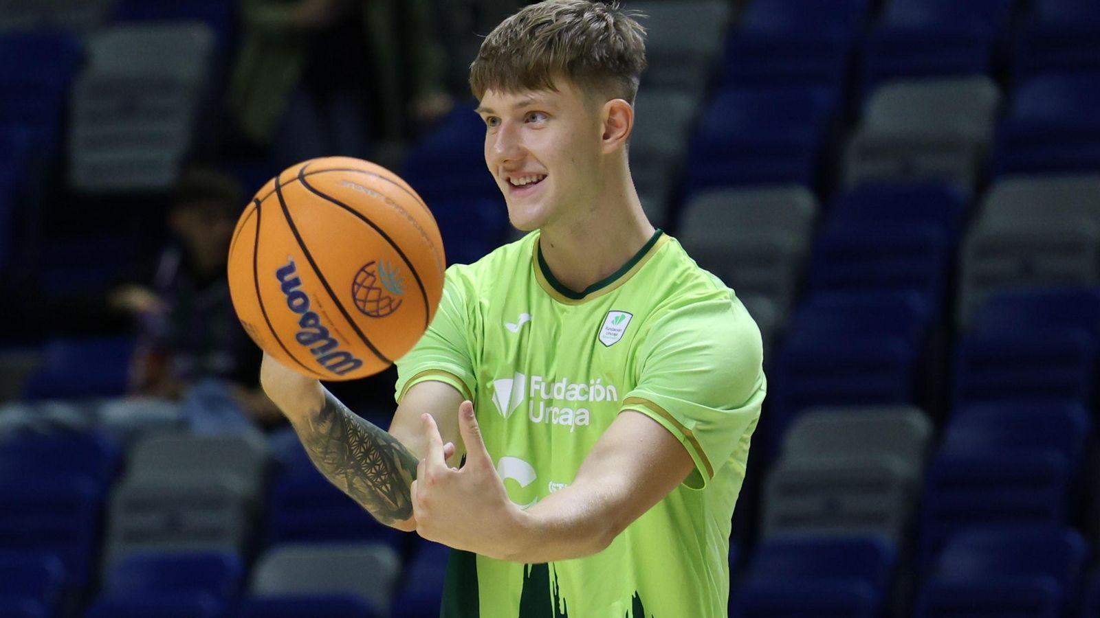 Butajevas, en el calentamiento de ayer.