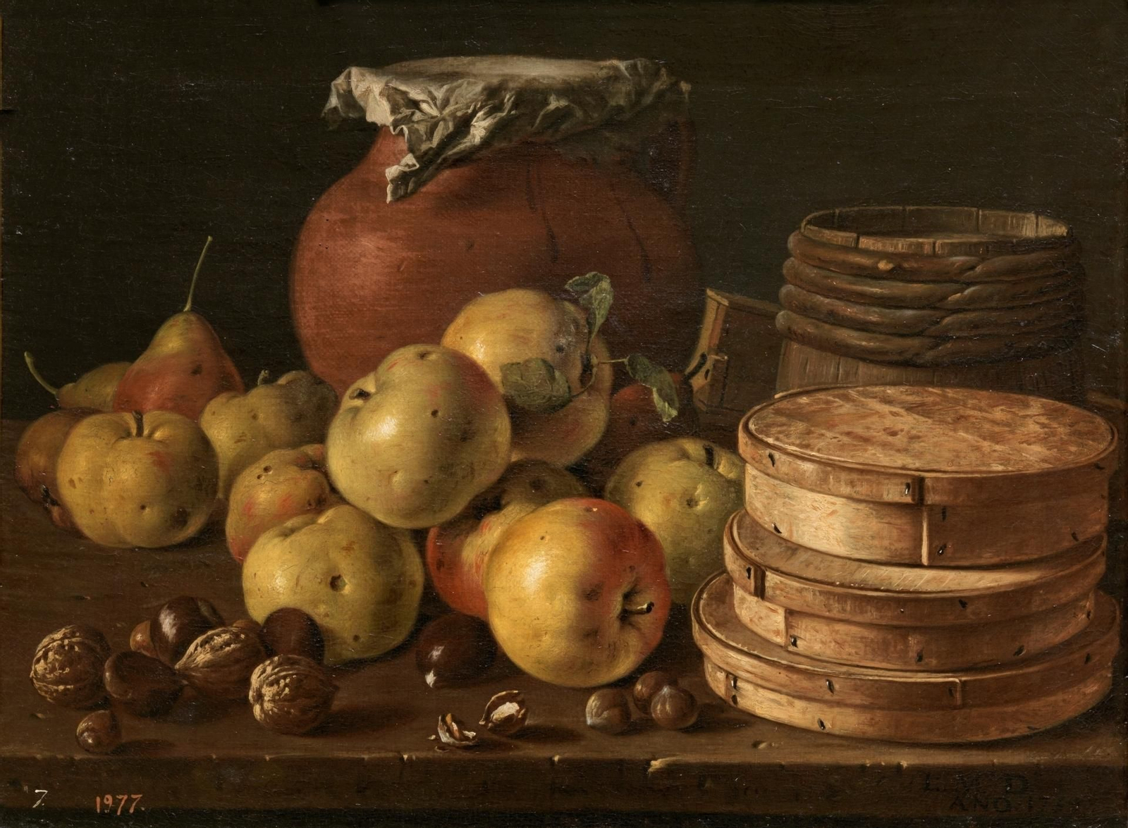 Bodegón del pintor Luis Egidio Meléndez (s.XVIII), en el que se observan varias frutas y cajetas de dulce. Museo Nacional del Prado.