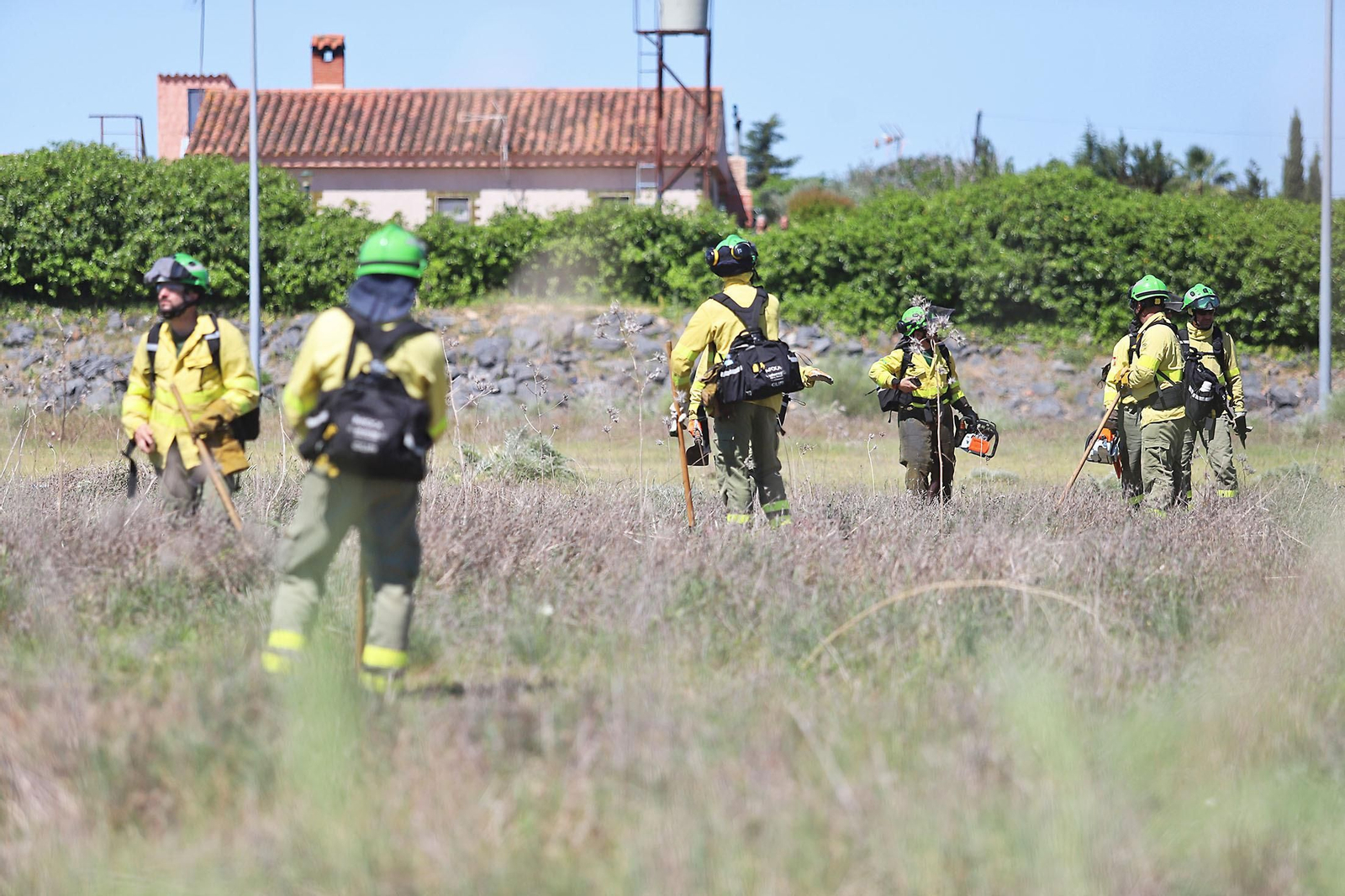 Imágenes del simulacro de incendio forestal que la Junta organiza en Aljaraque