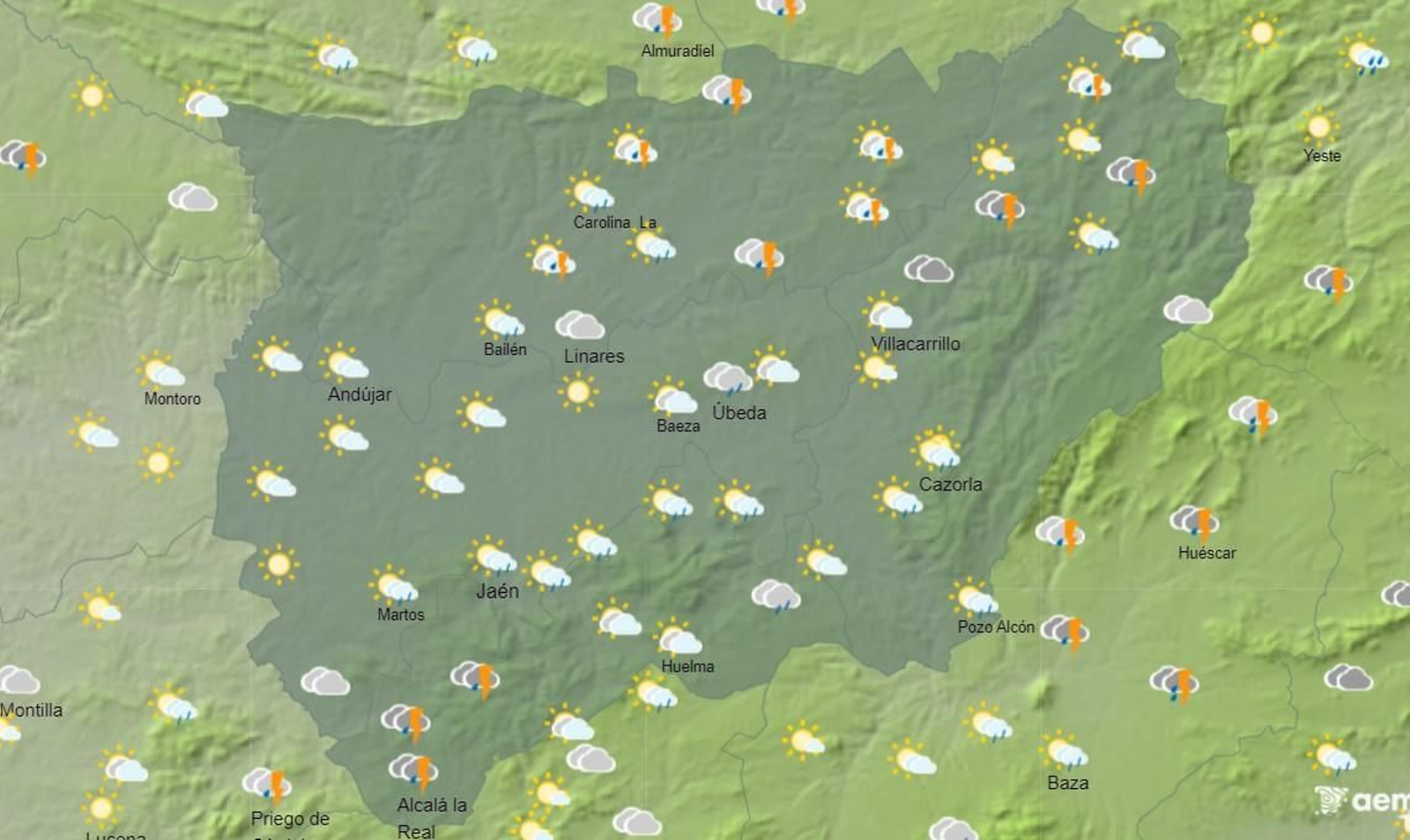Estado del cielo a las 17:00 hora según la predicción de la Aemet.