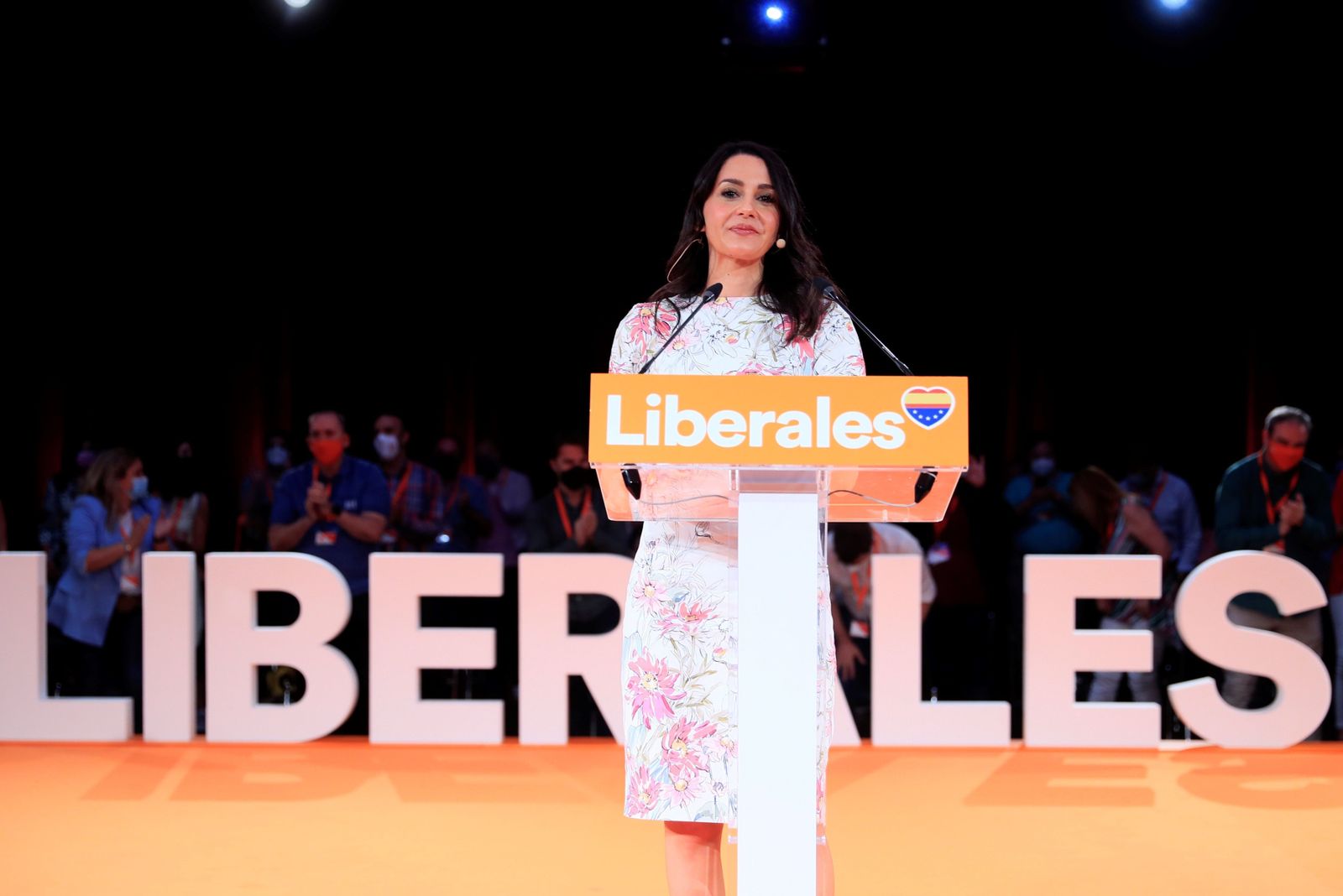 La presidenta de Ciudadanos, Inés Arrimadas, ayer durante su intervención en Madrid en la clausura de la primera Convención de su partido.