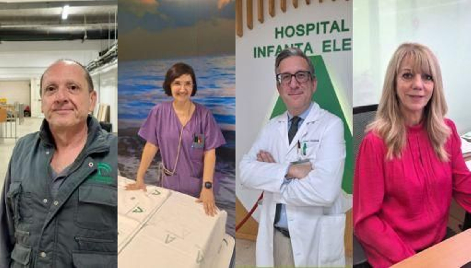 Trabajadores del Infanta Elena, de izquierda a derecha: Rafael Contreras, Eva Olivares, Juan Ignacio Ramos-Clemente y Maribel Roca.