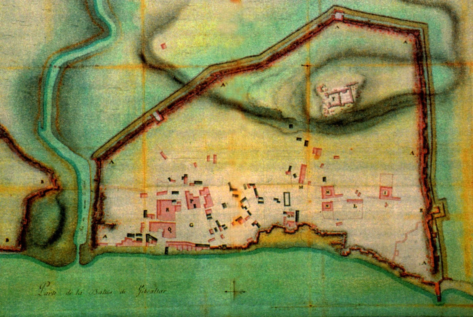 Plano de la resurgida Algeciras levantado por Verboom en enero de 1724 (Archivo General de Simancas, G.M. Leg. 3618).