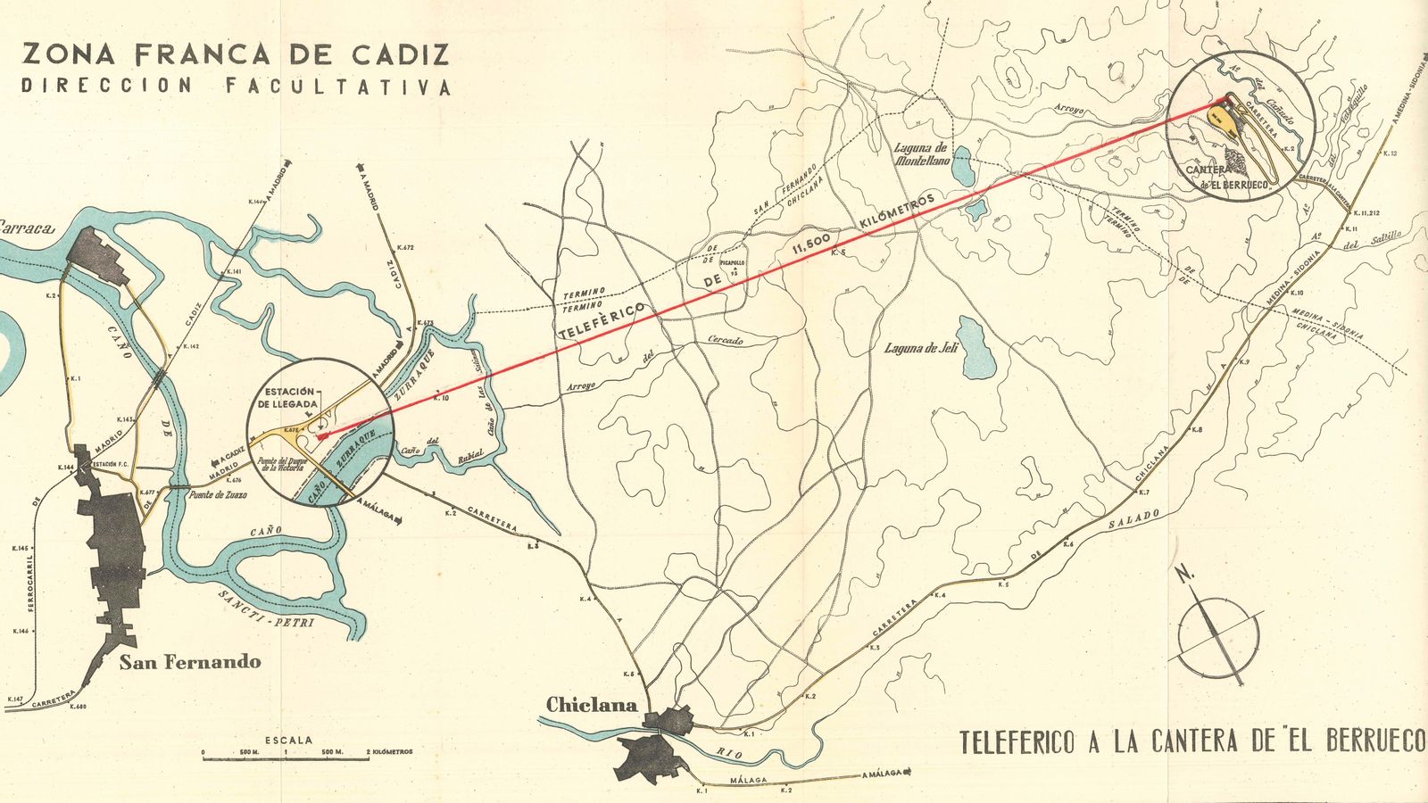 Plano del teleférico a la cantera de ‘El Berrueco’