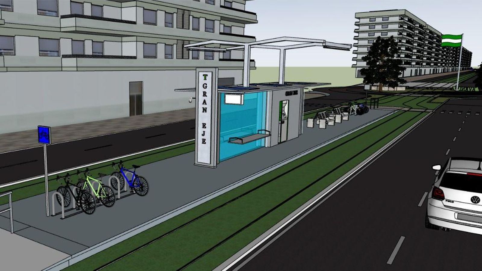 Parada ubicada junto a la glorieta Blas Infante.